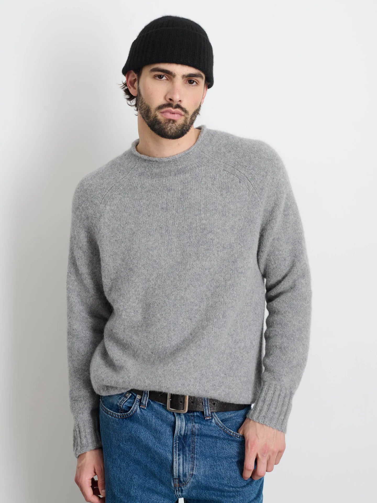 Alex Rollneck Sweater in Alpaca - Heather Gray