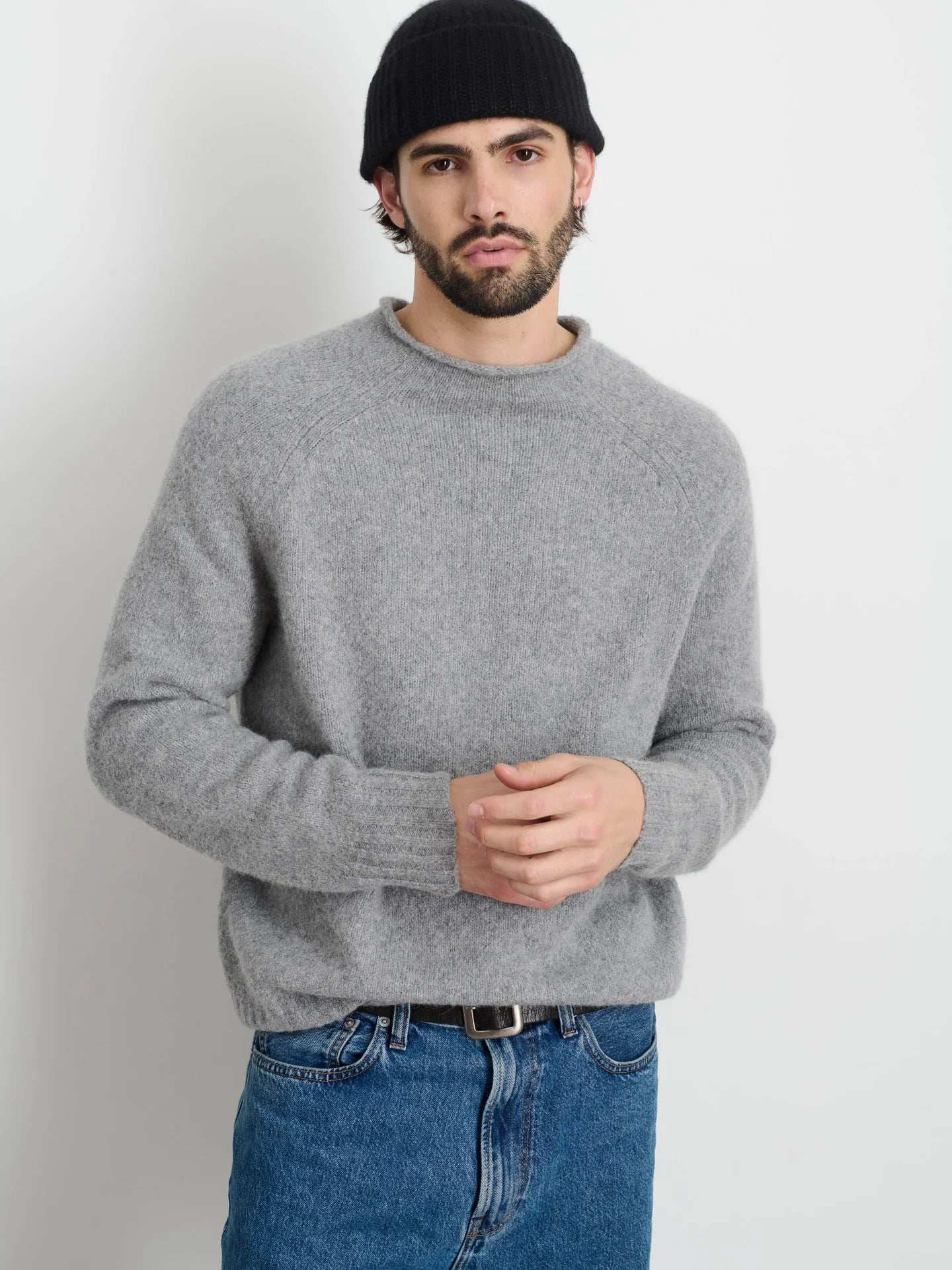 Alex Rollneck Sweater in Alpaca - Heather Gray