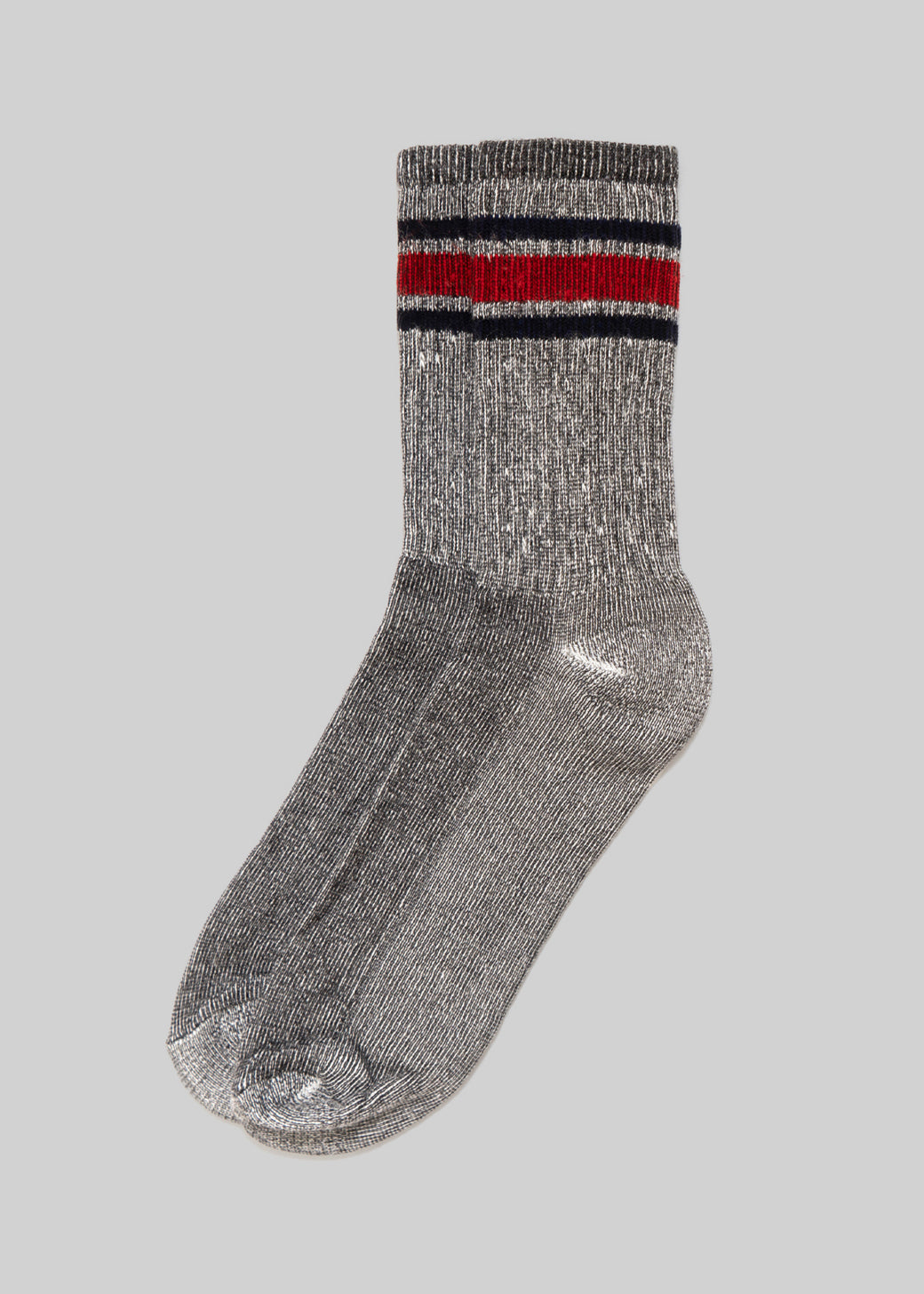 The Merino Activity Crew Sock - Classic Grey with Navy/Red
