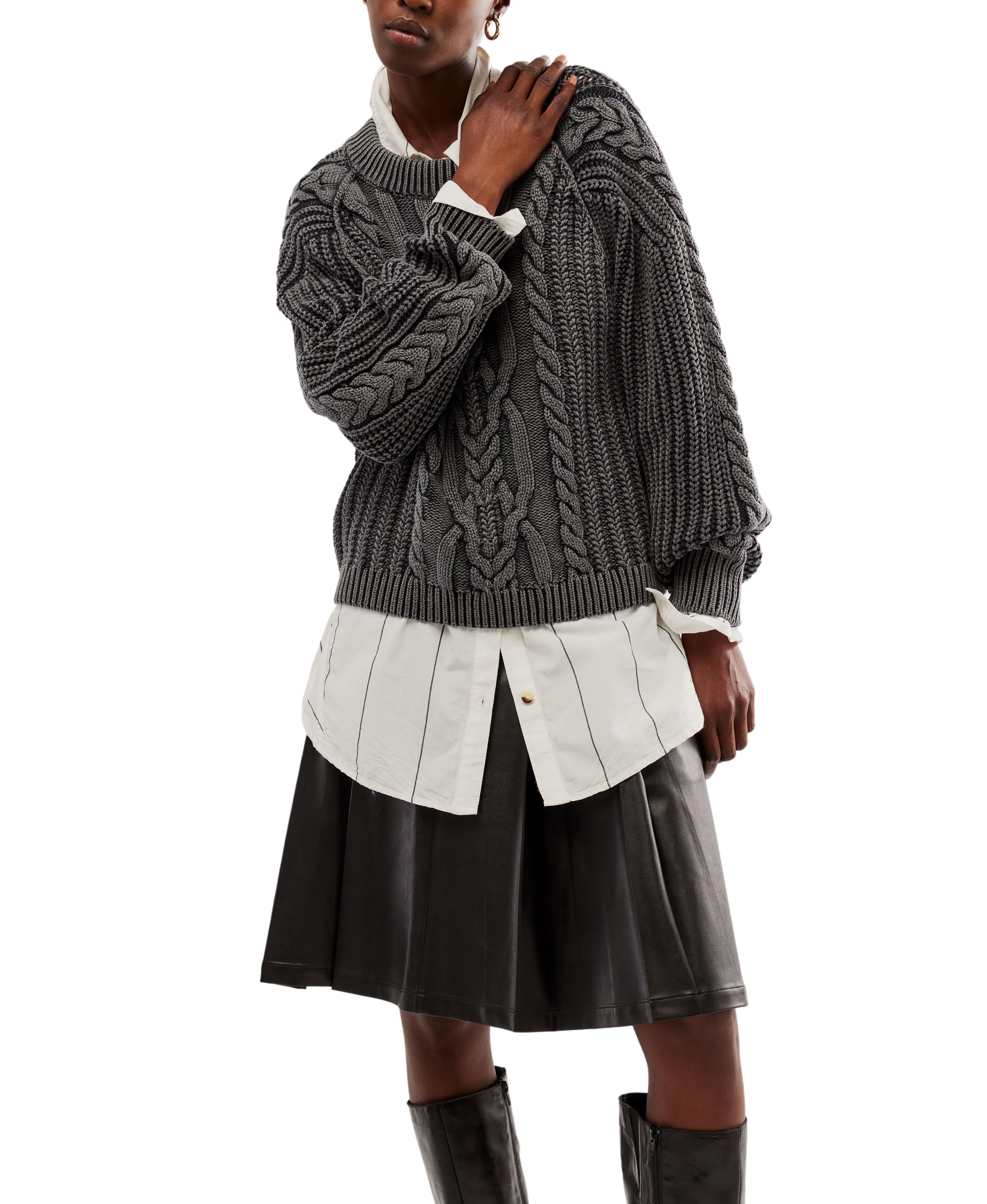 Frankie Cable Sweater in Black