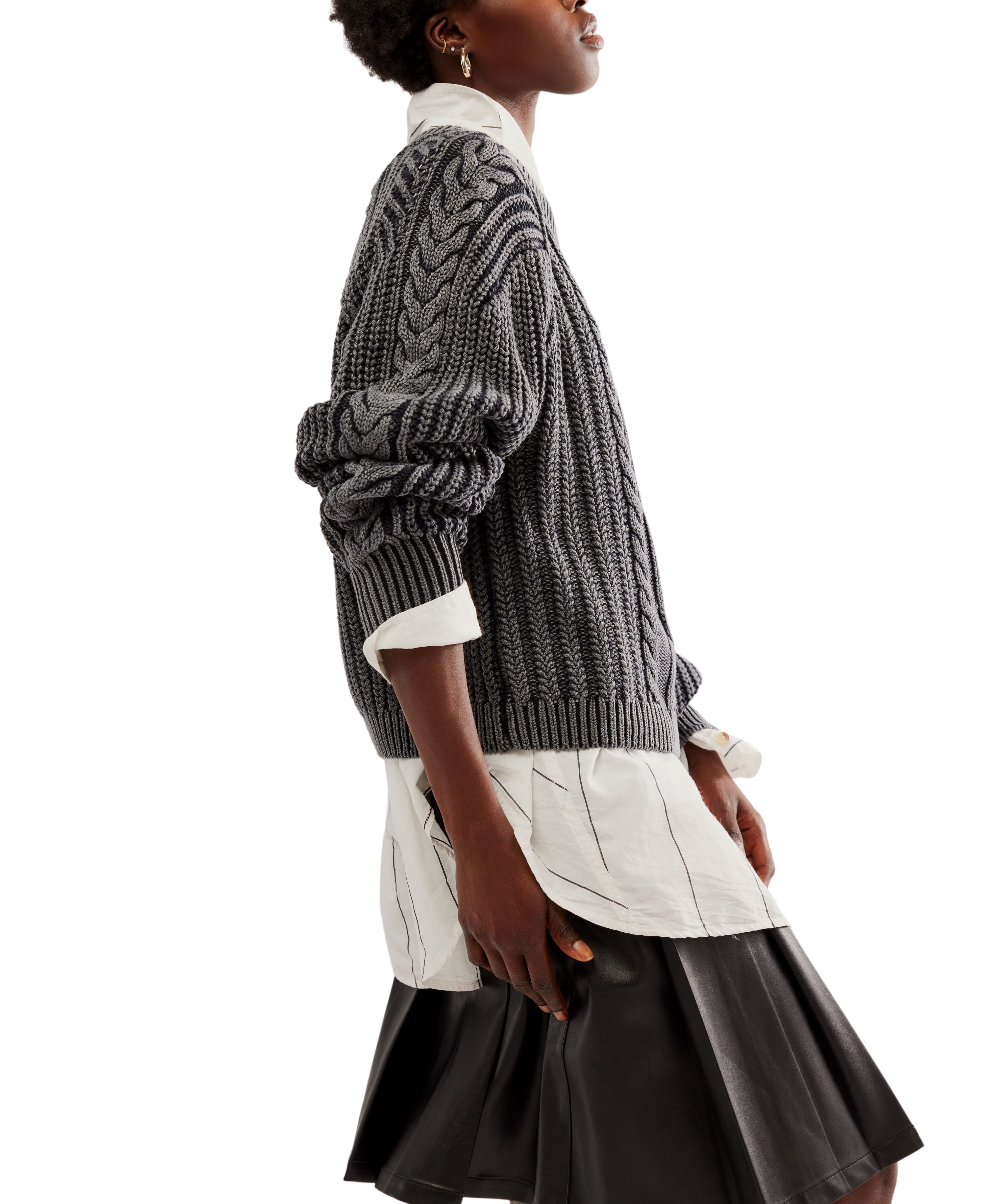 Frankie Cable Sweater in Black
