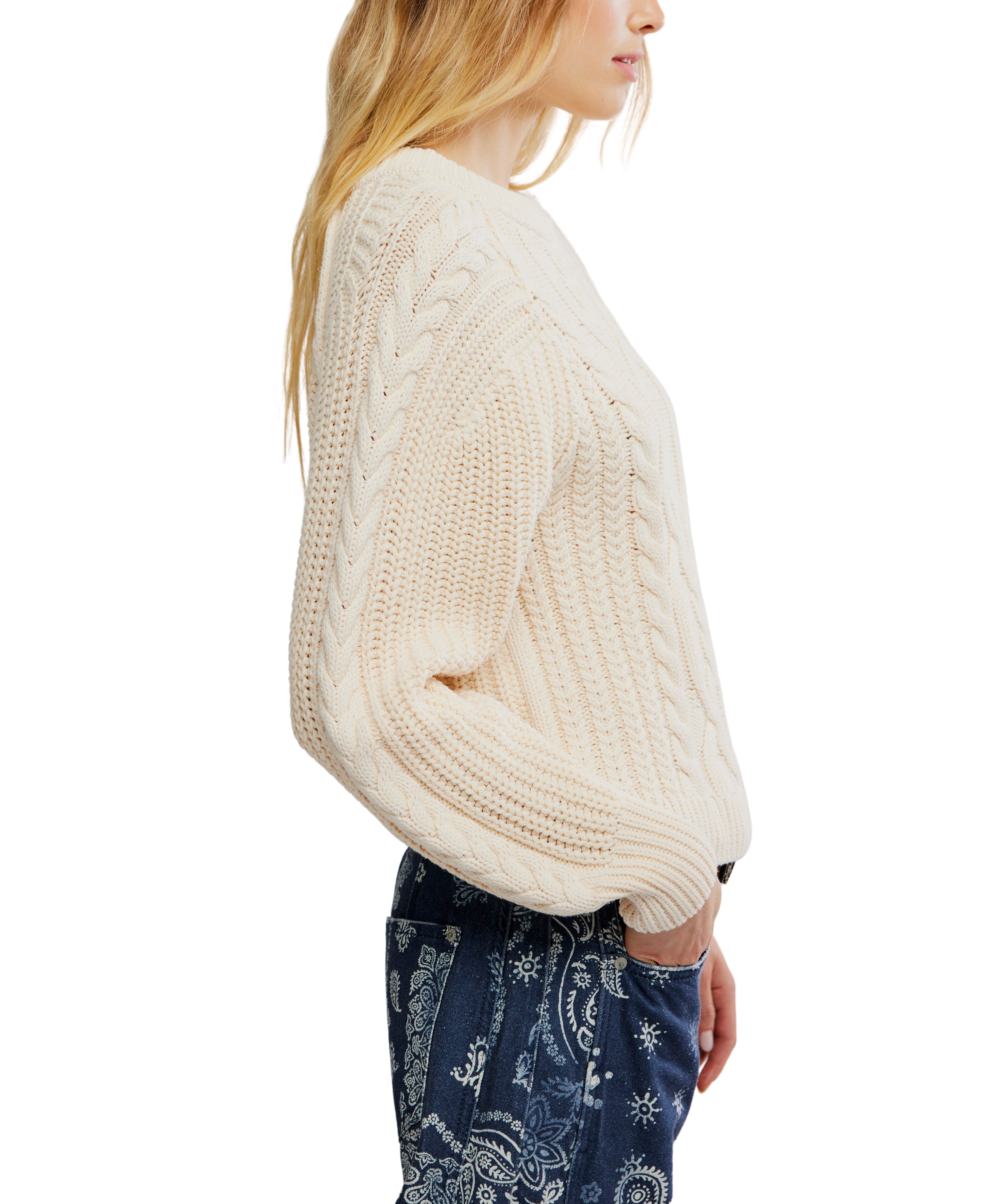 Frankie Cable Sweater in Buttercream
