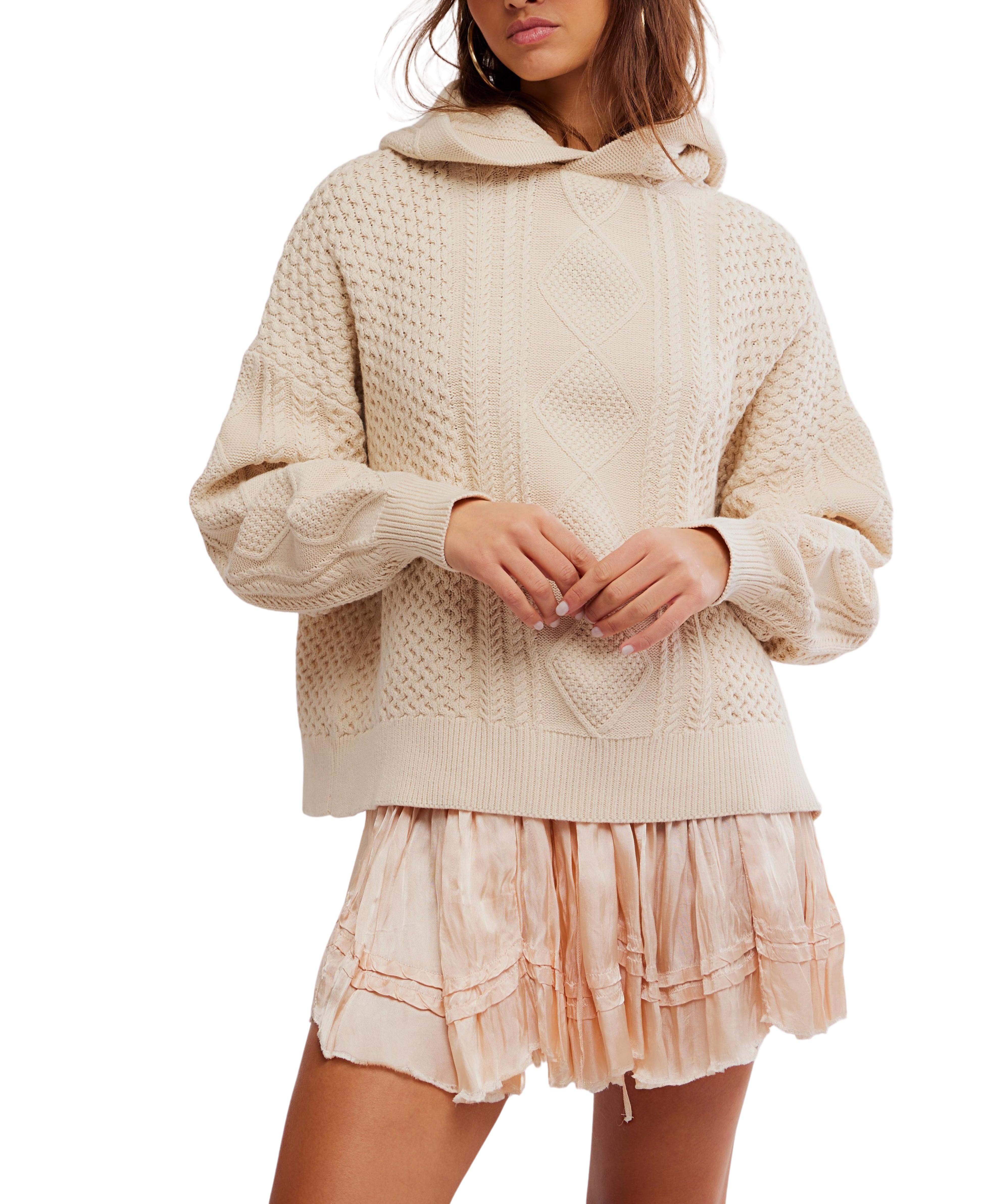 Explorer Cable Hoodie in Macadamia