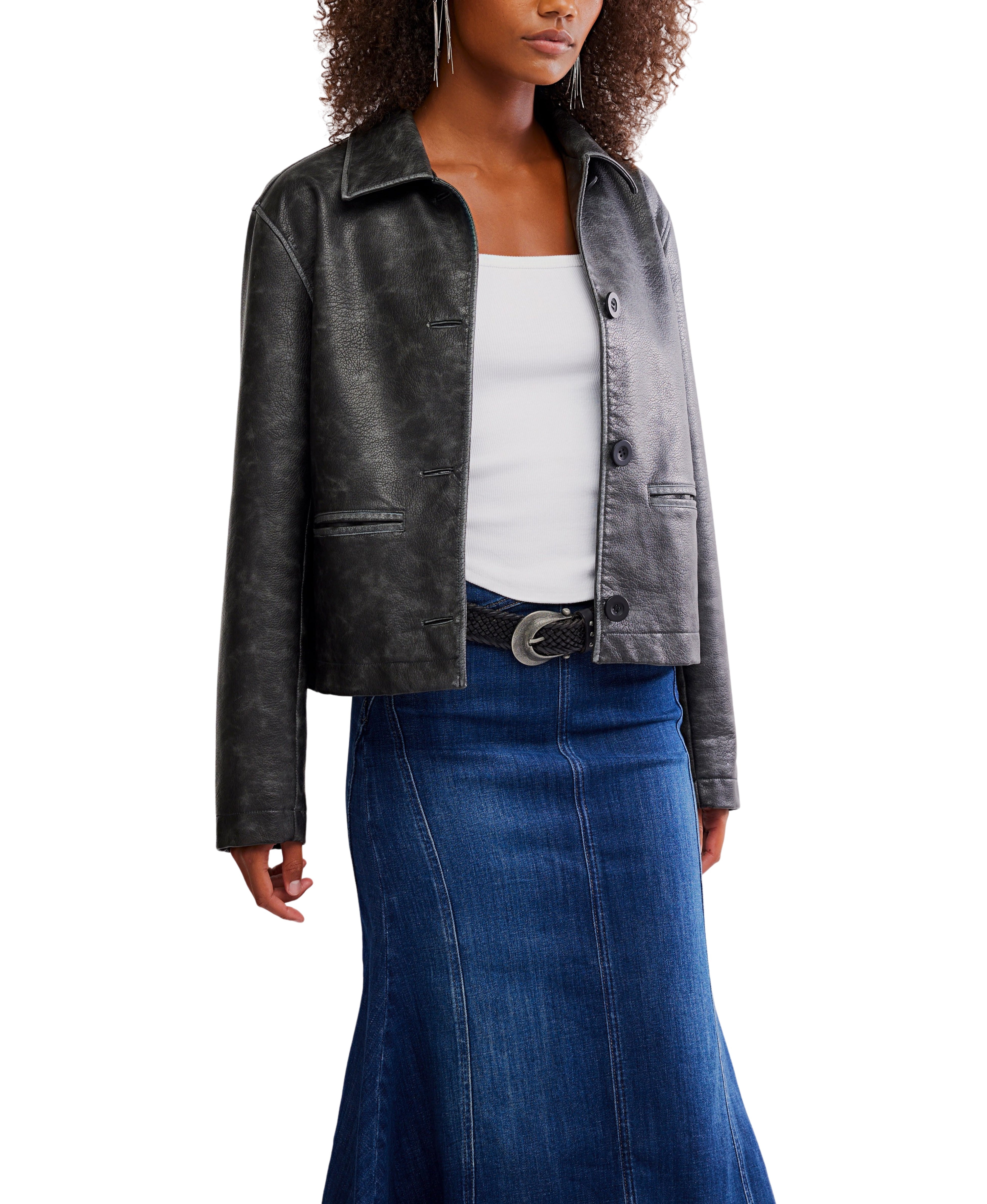 Hera Vegan Leather Jacket - Black