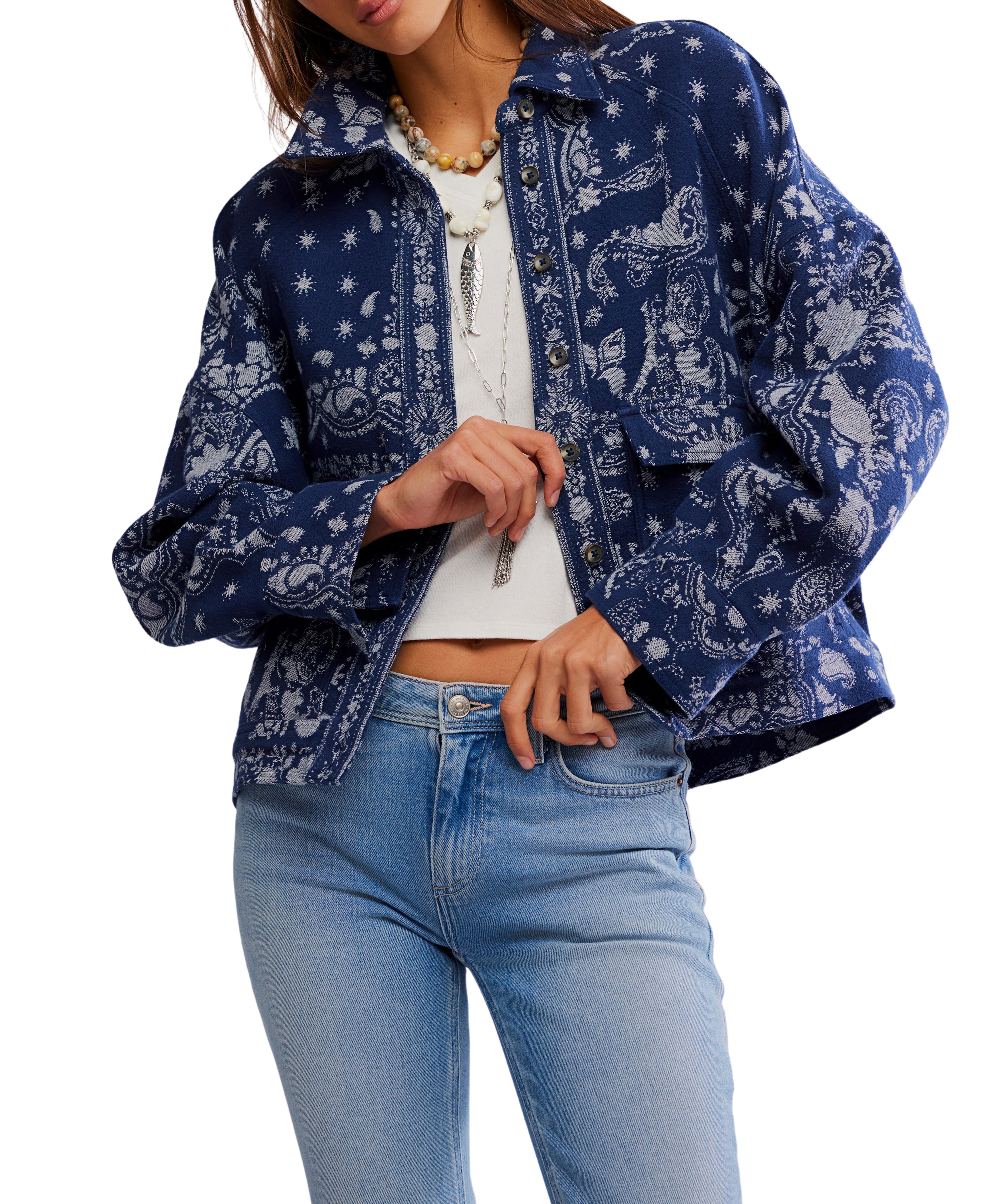Bandana Jacquard Shirt in Indigo Combo