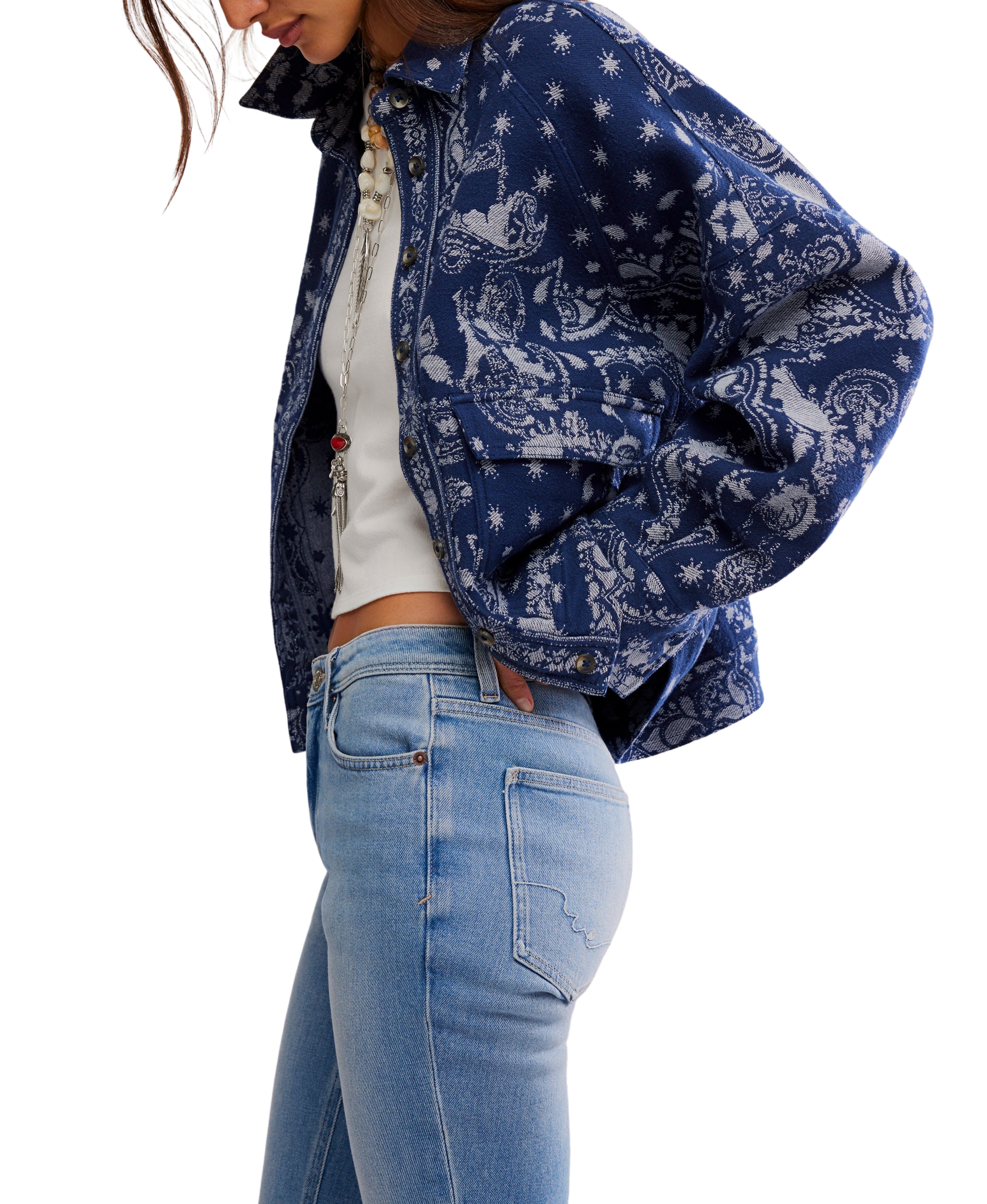 Bandana Jacquard Shirt in Indigo Combo