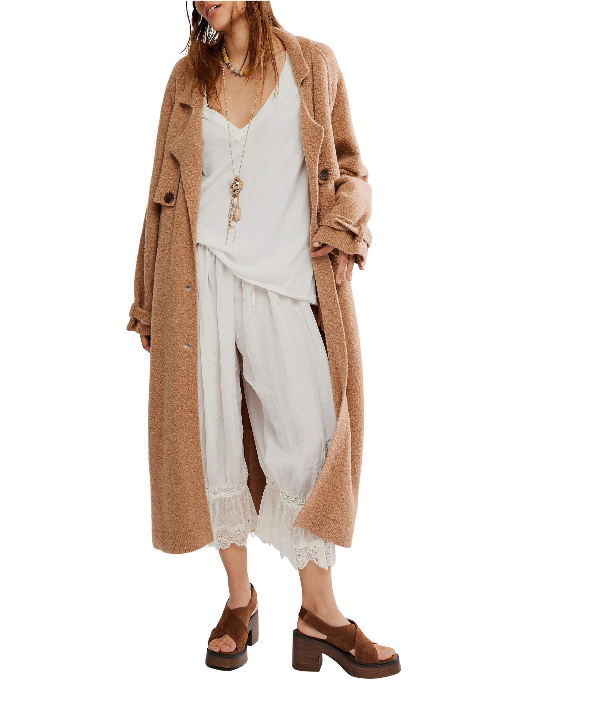 WTF Trespass Maxi Cardi in Morning Sand