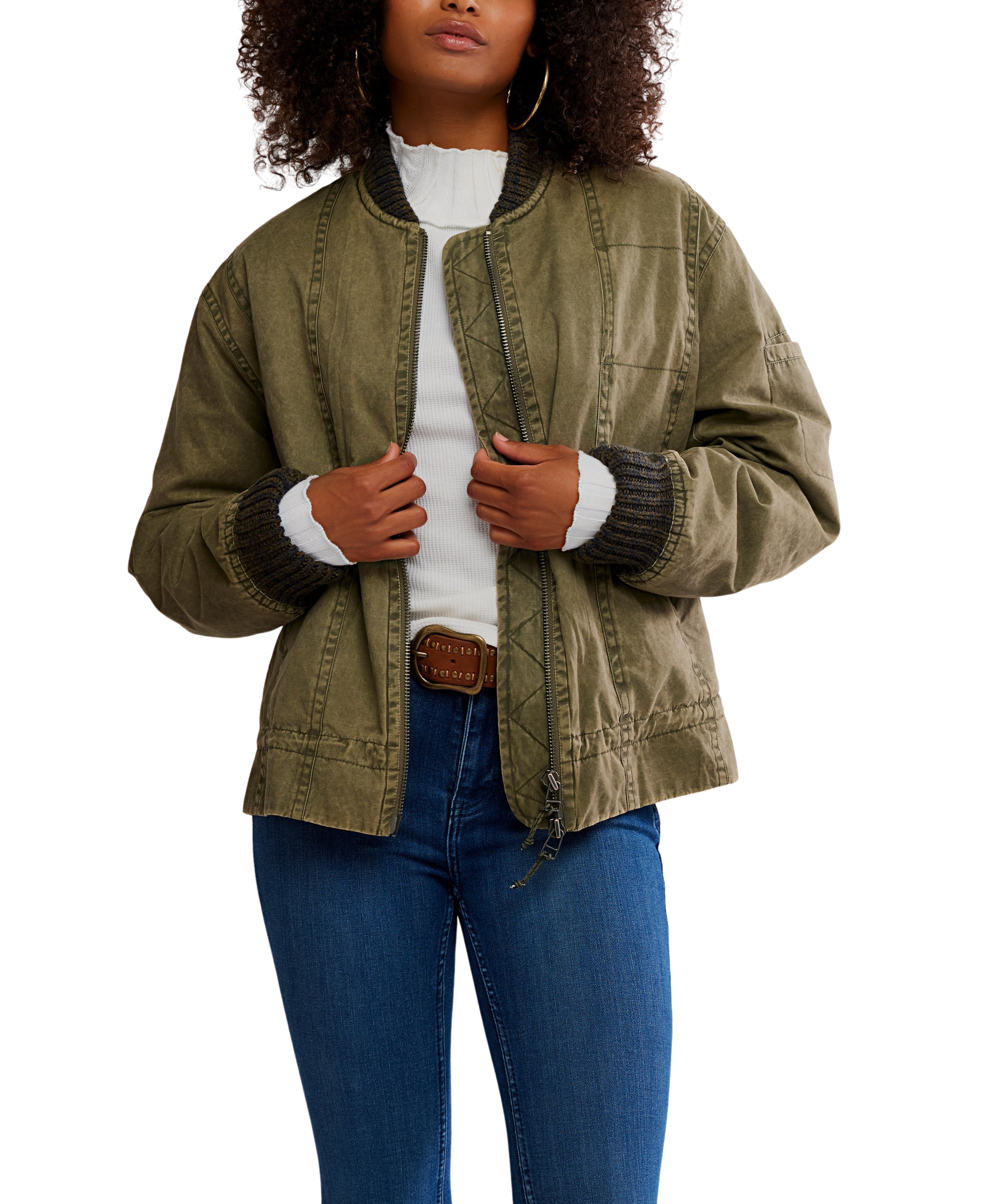 Jax Washed Bomber In Olive