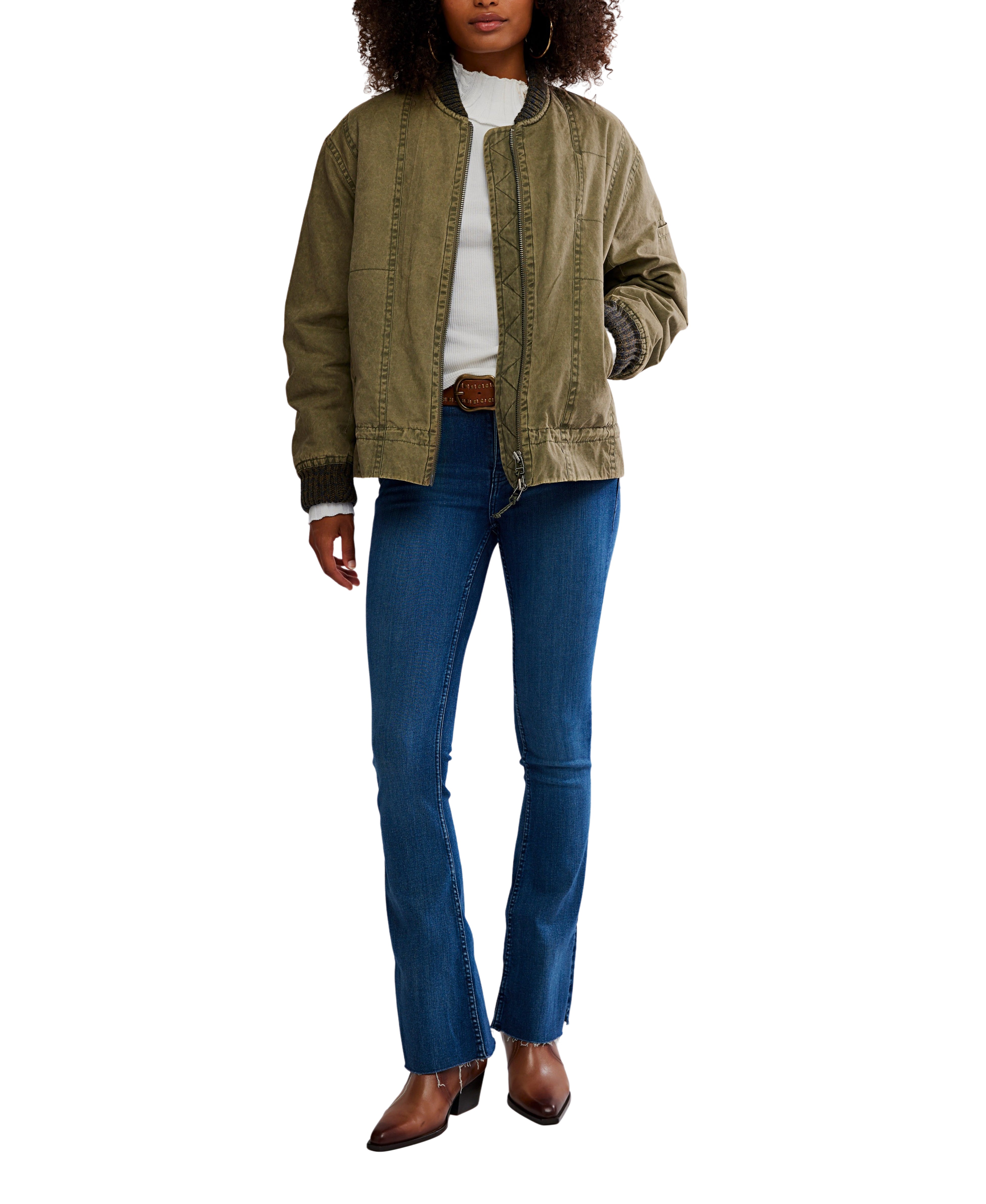 Jax Washed Bomber In Olive