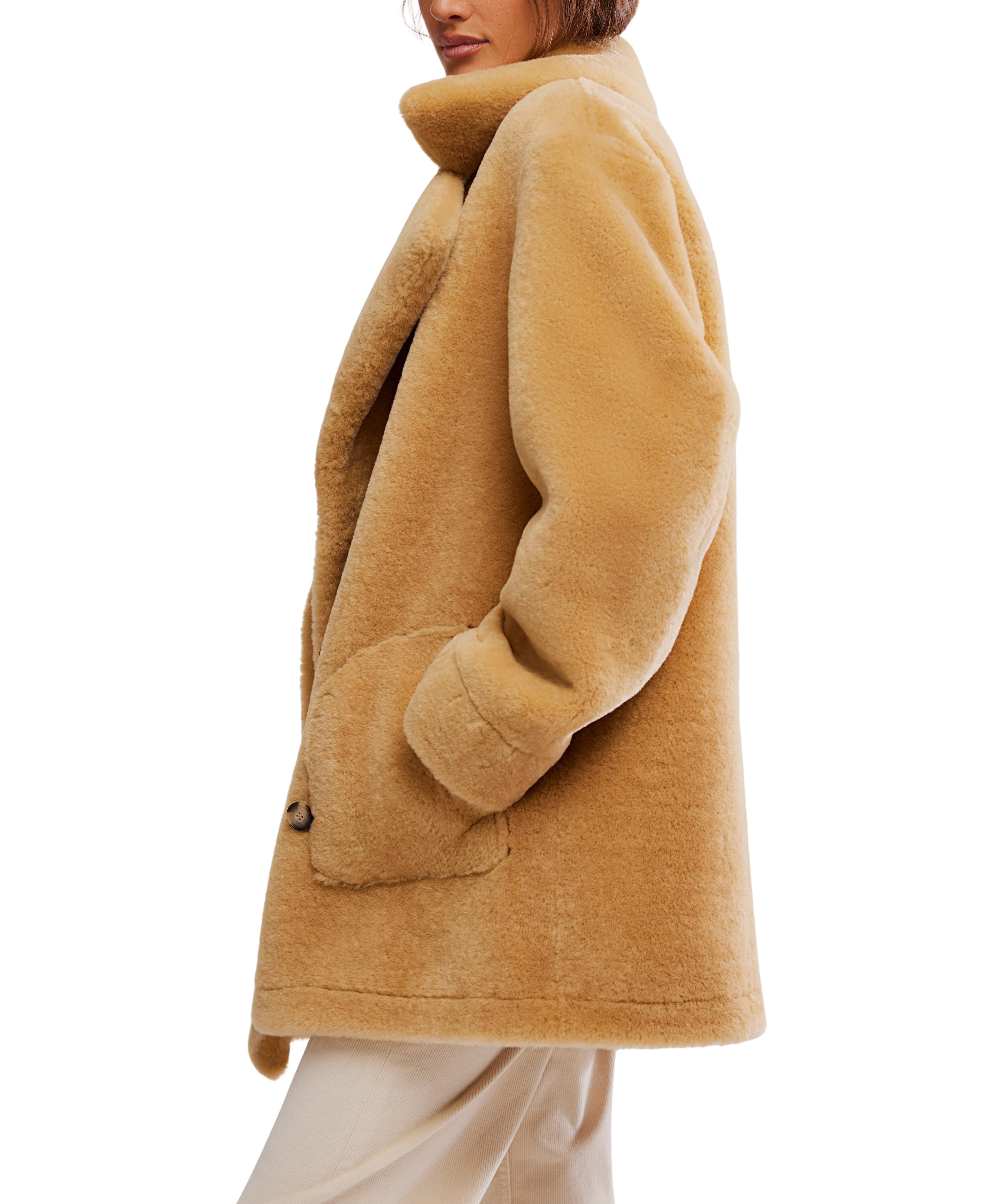 Mari Reversible Coat in Tan Cream Combo