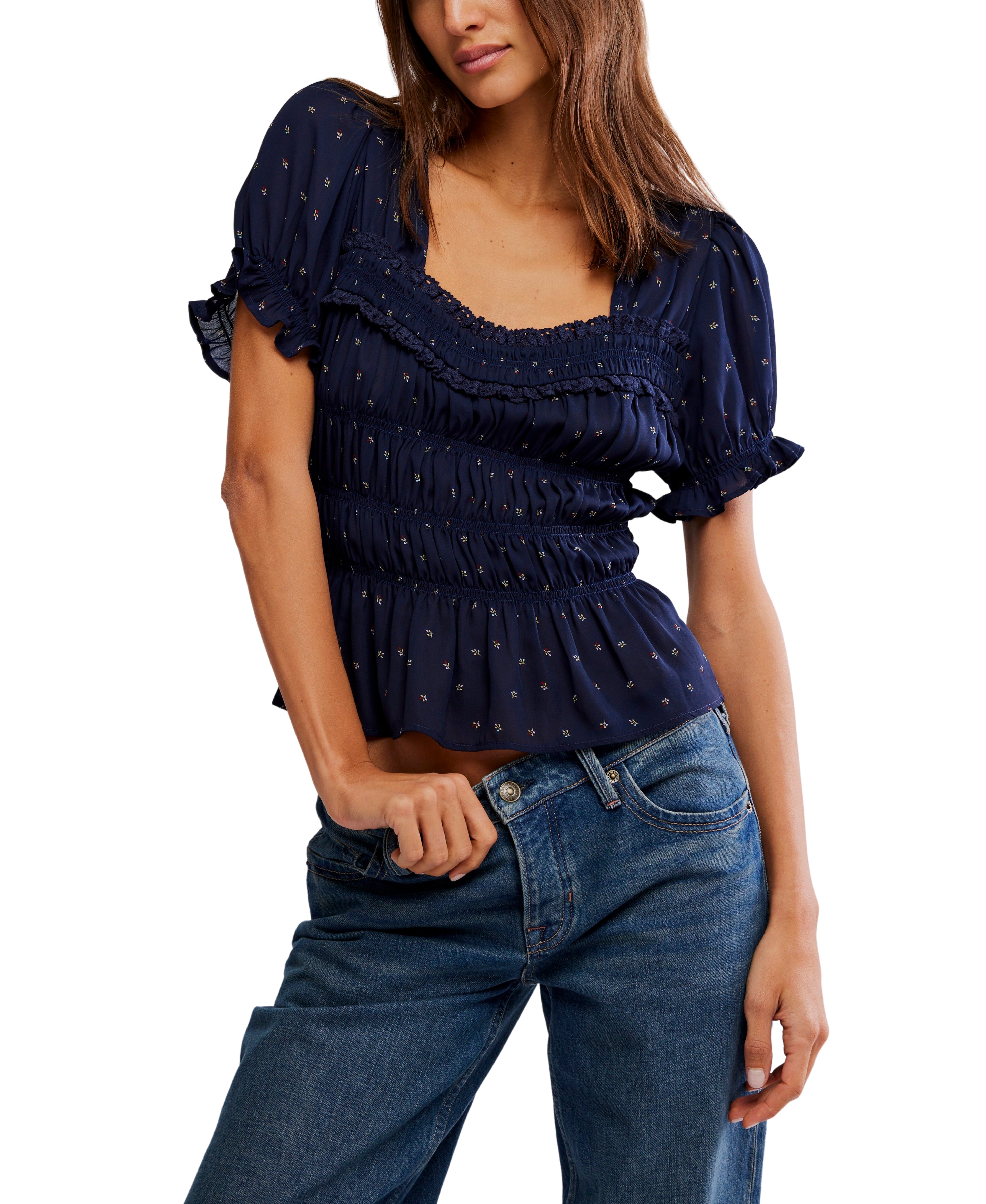 Adore You Blouse - Peacoat Combo