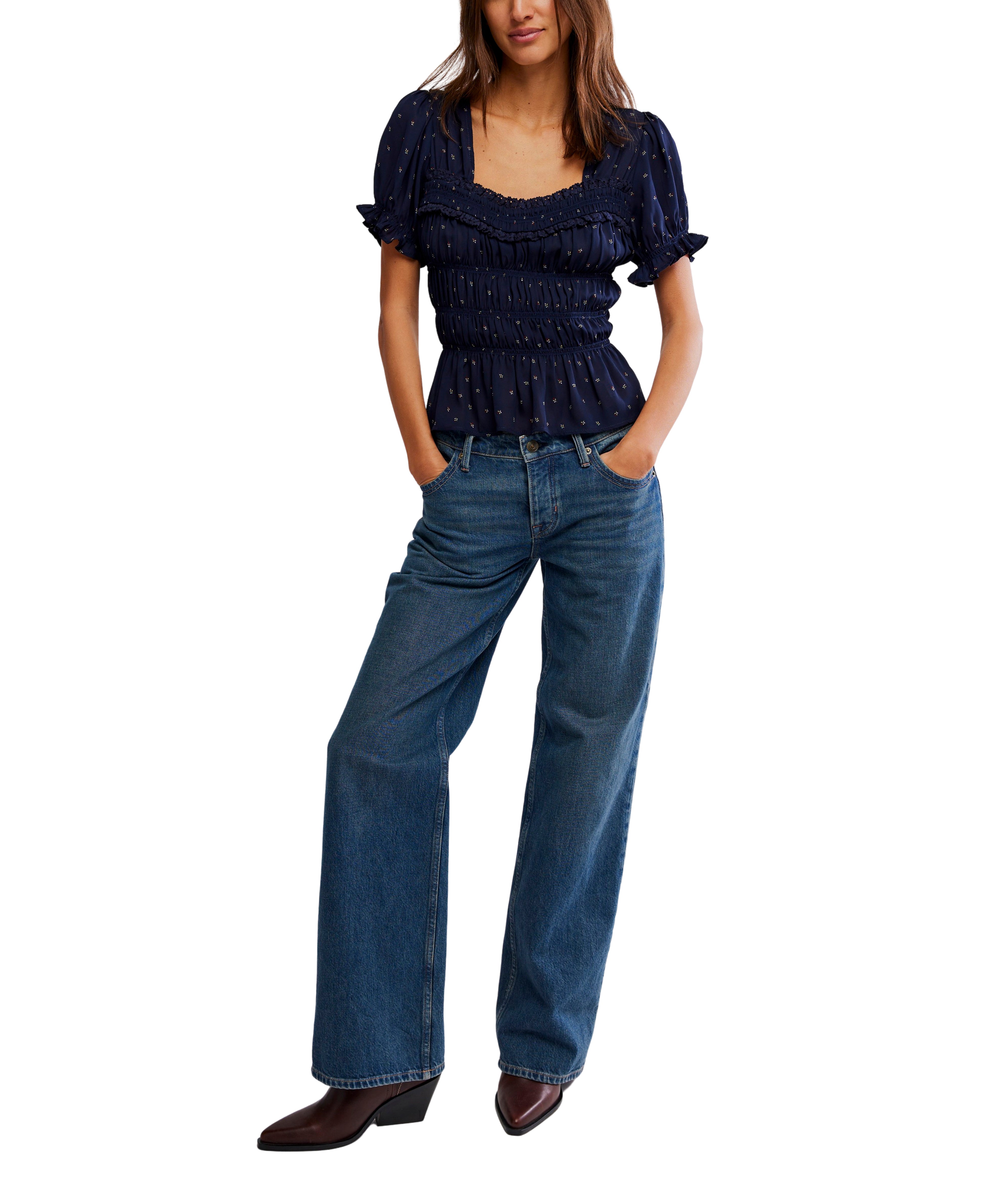 Adore You Blouse - Peacoat Combo