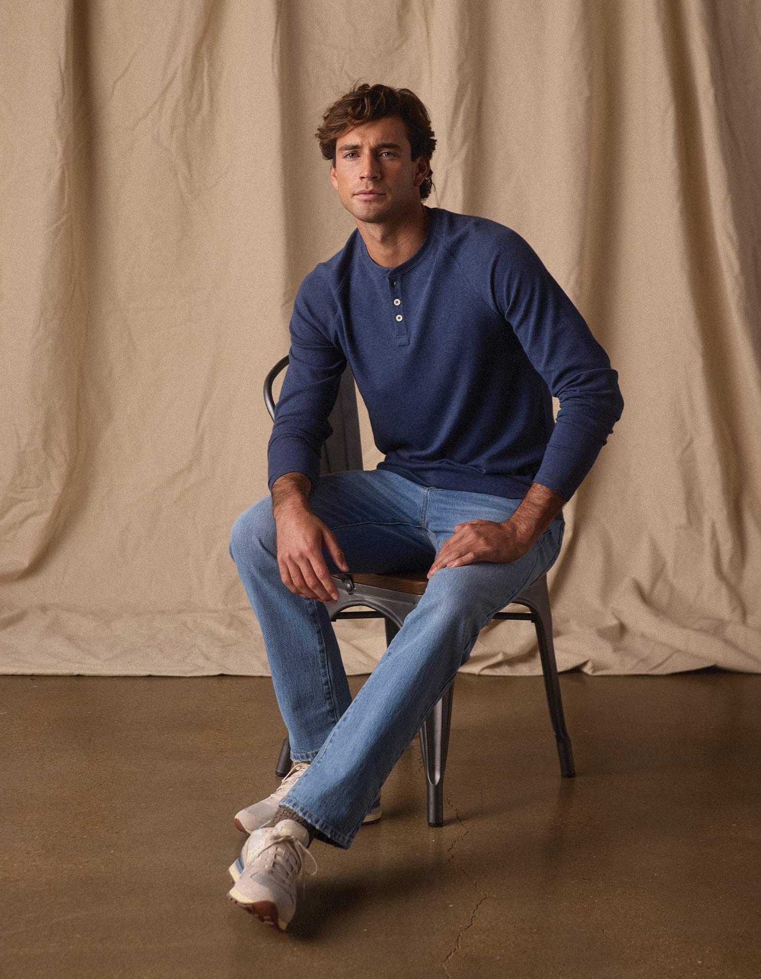Puremeso Everyday Henley - Indigo Blue