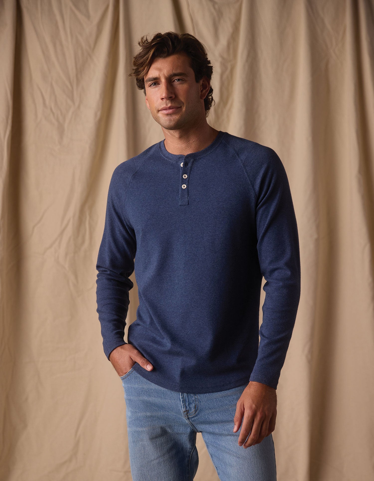 Puremeso Everyday Henley - Indigo Blue