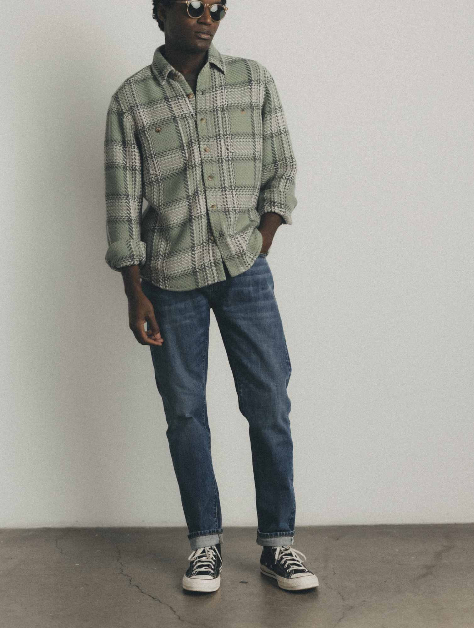 The Cutter Overshirt in Sage Plaid