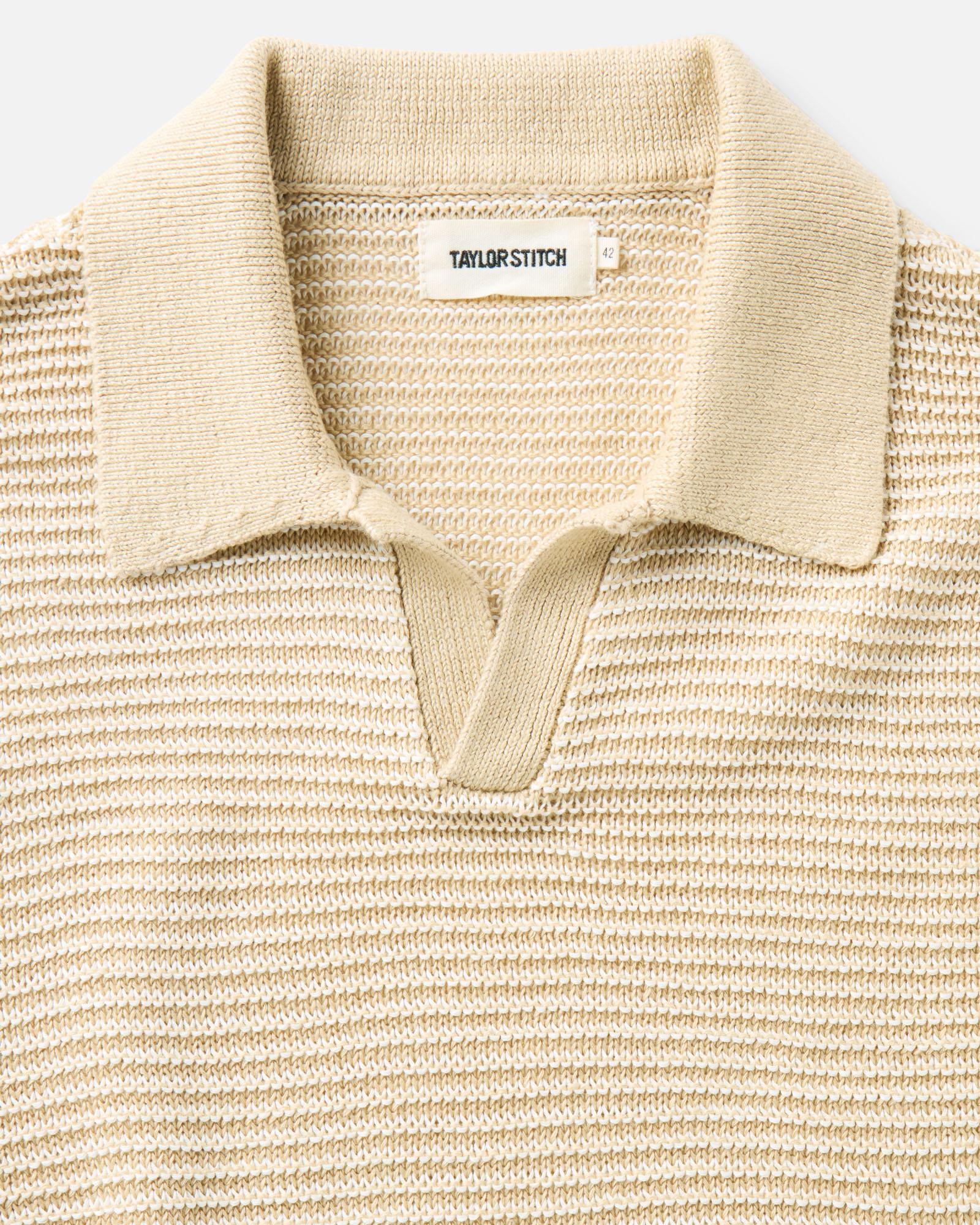 The Valencia Sweater Polo in Sand Stripe