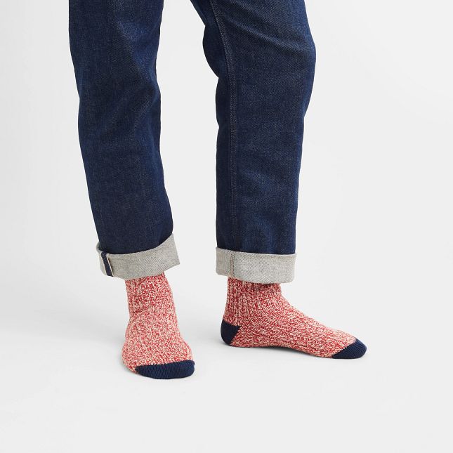 Ragg Wool Stripe Sock - Red/Navy