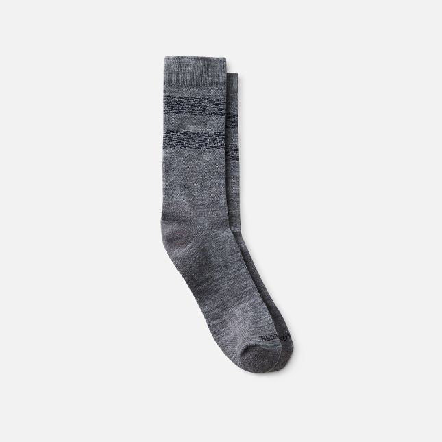 Wool Blend Striped Crew - Grey/Navy
