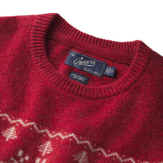 Reindeer Lambswool Crew Sweater - Holiday Red