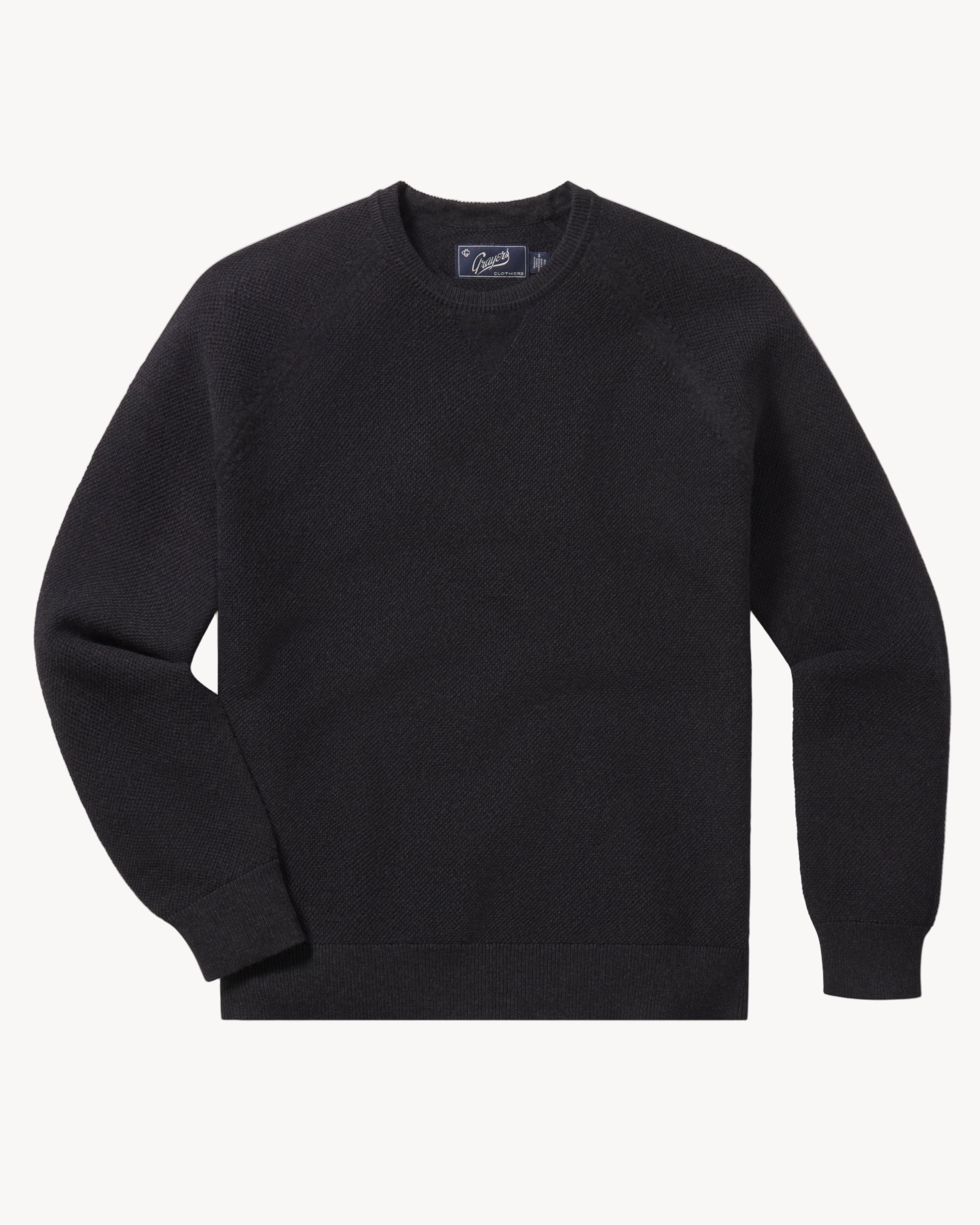 Ernest Cotton Cashmere Crew - Charcoal