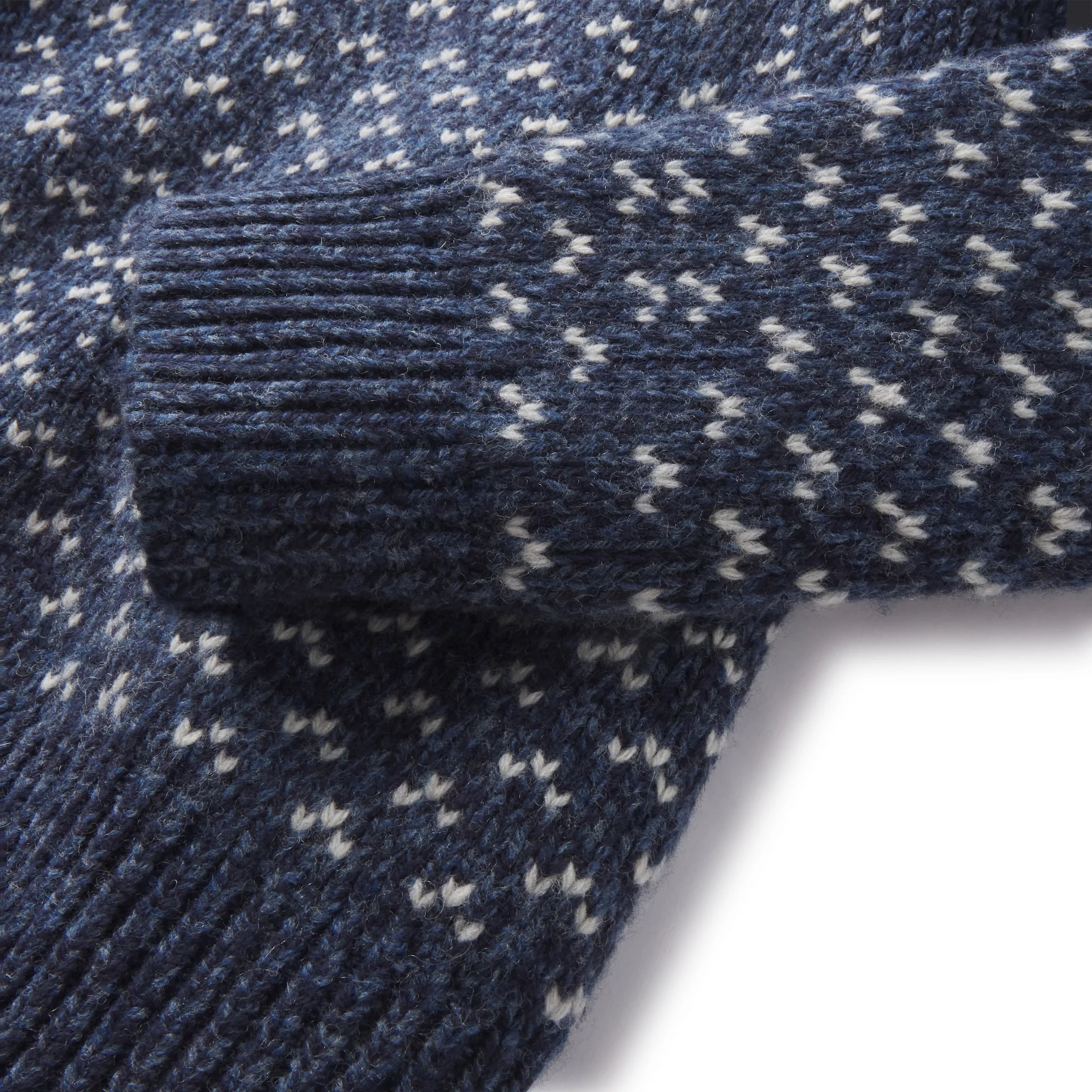 Birdseye Chunky Lambswool Crew - Blue Cream