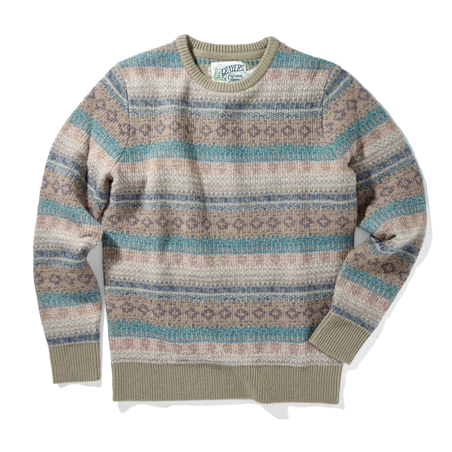 Sideout Fairisle Crew - Oatmeal Olive