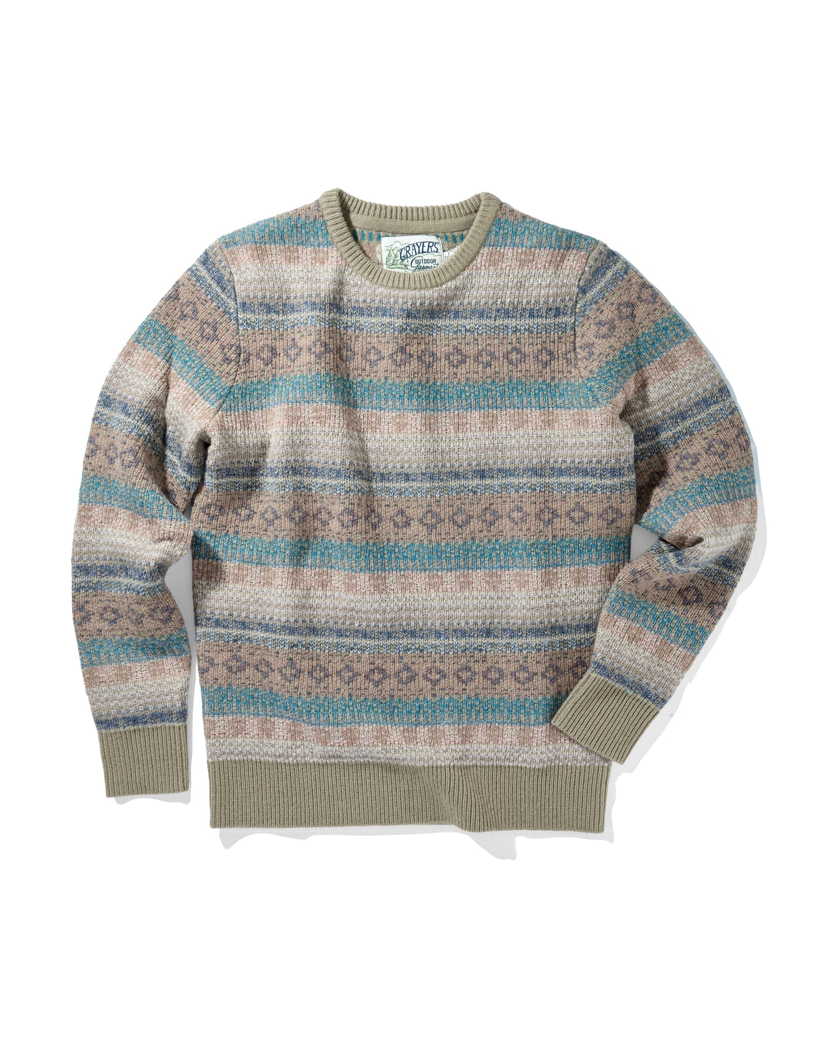 Sideout Fairisle Crew - Oatmeal Olive
