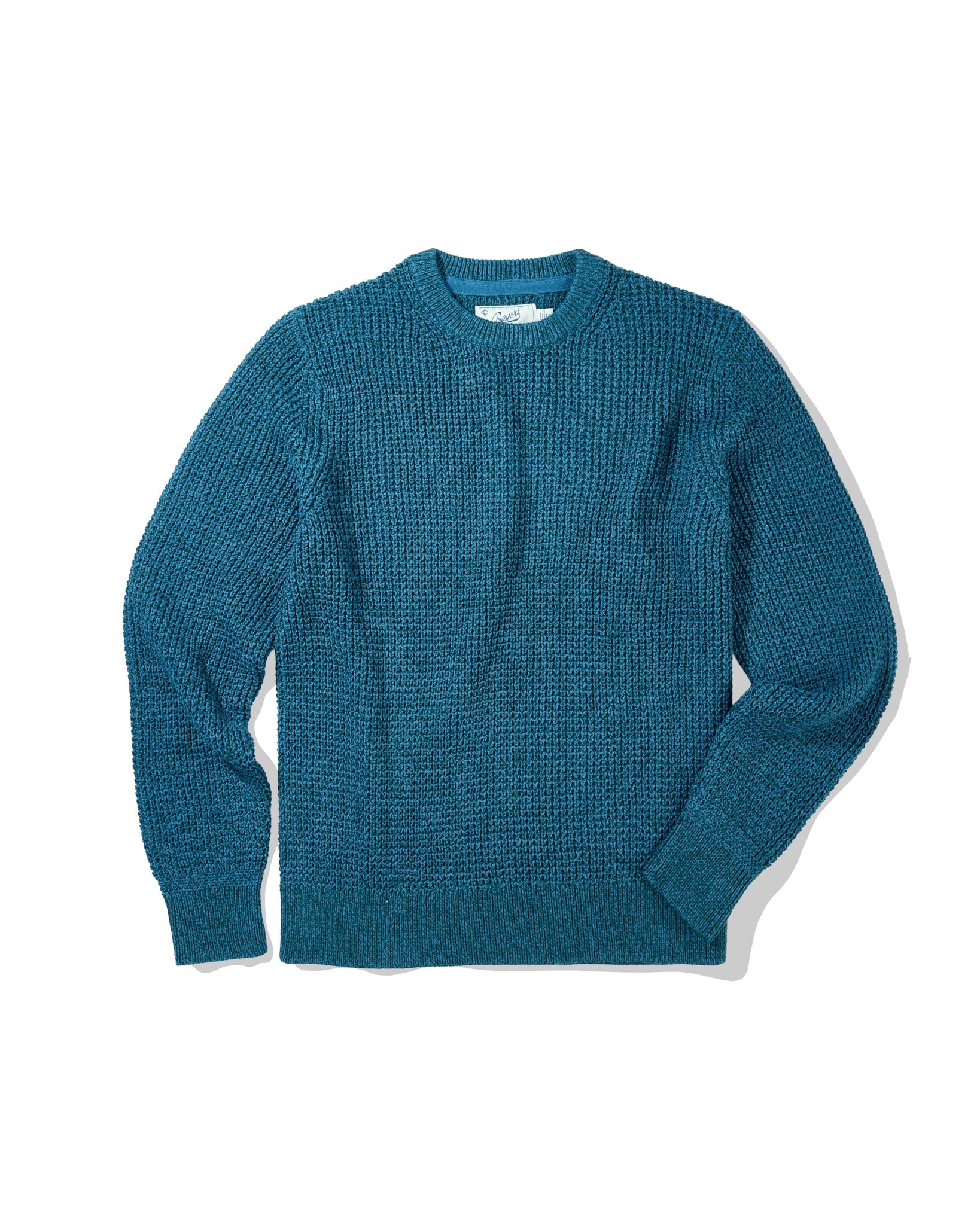 Guernsey Waffle Crew Neck - Blue Green