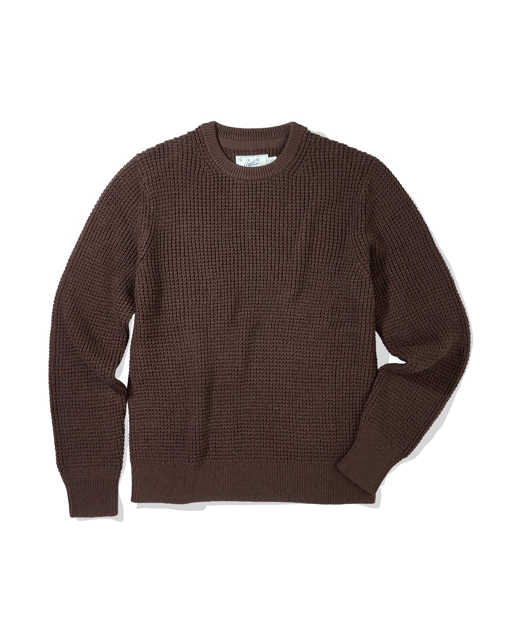 Guernsey Waffle Crew Neck - Dark Earth