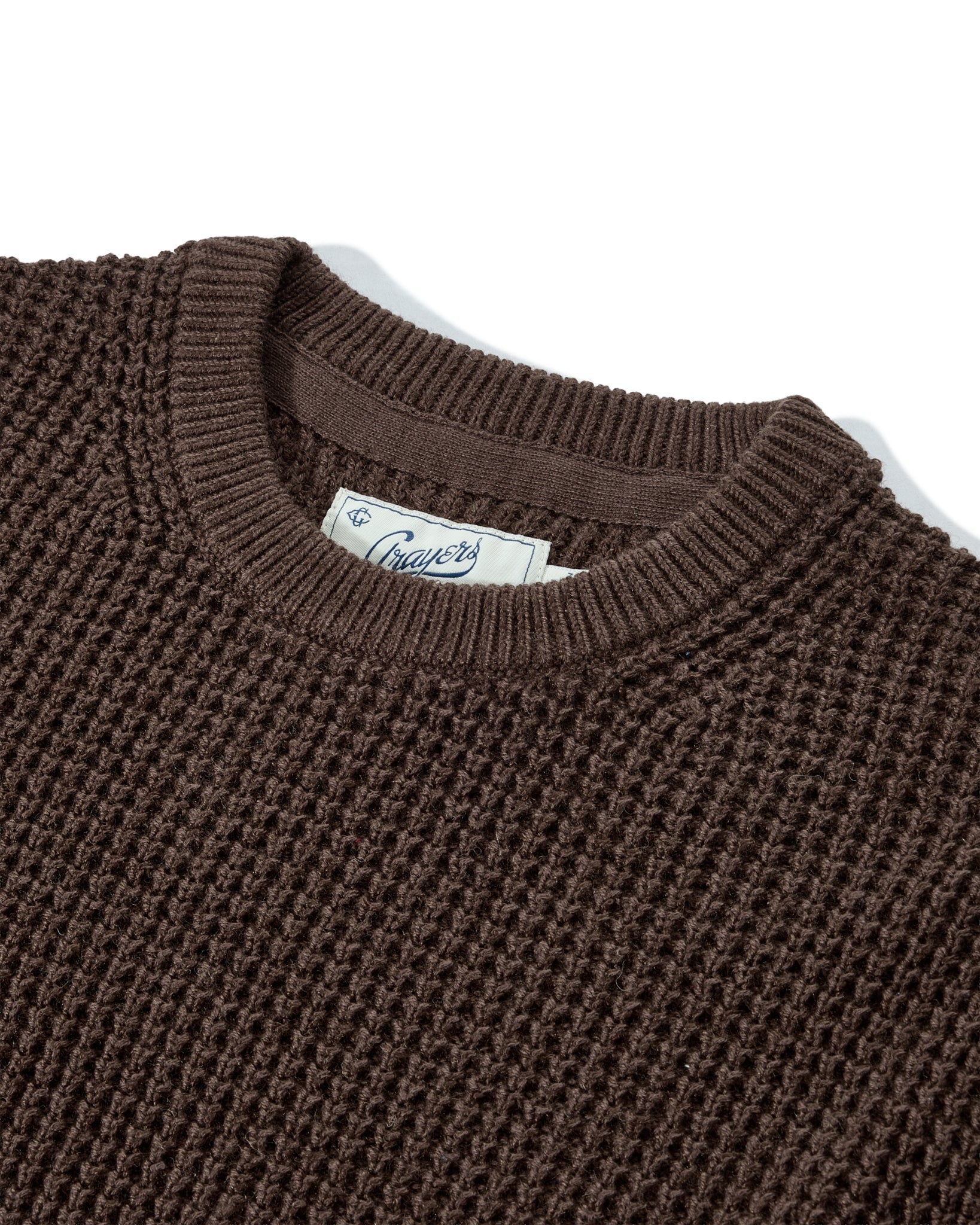 Guernsey Waffle Crew Neck - Dark Earth
