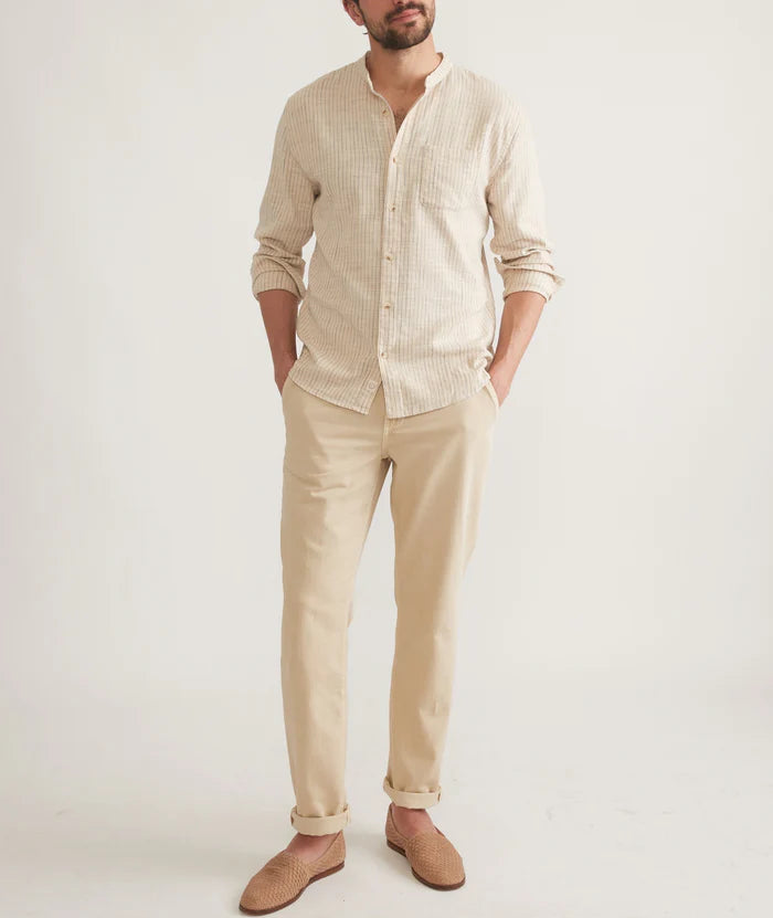 Banded Collar Stretch Selvage Shirt