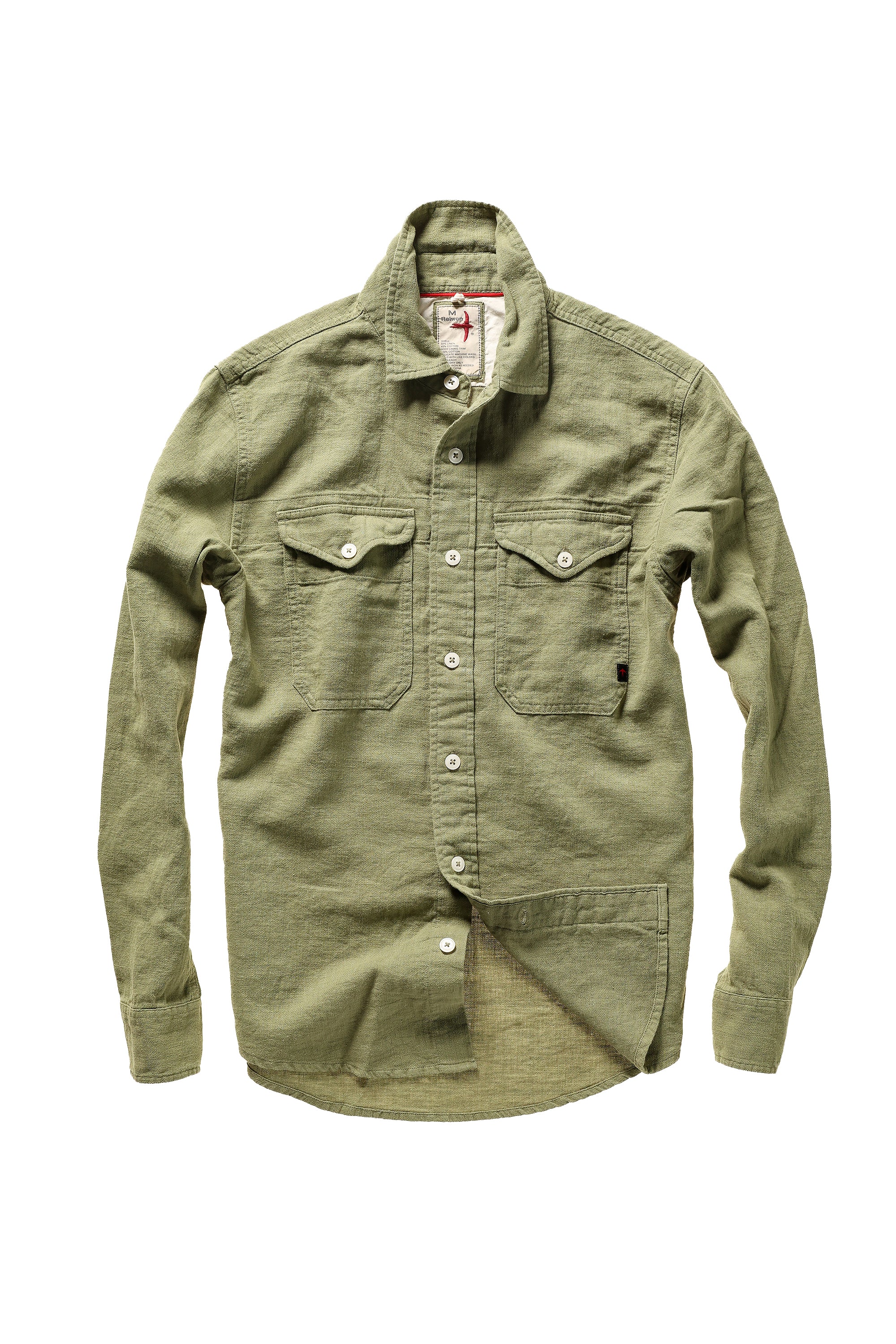 Slub Linen Workshirt - Light Olive