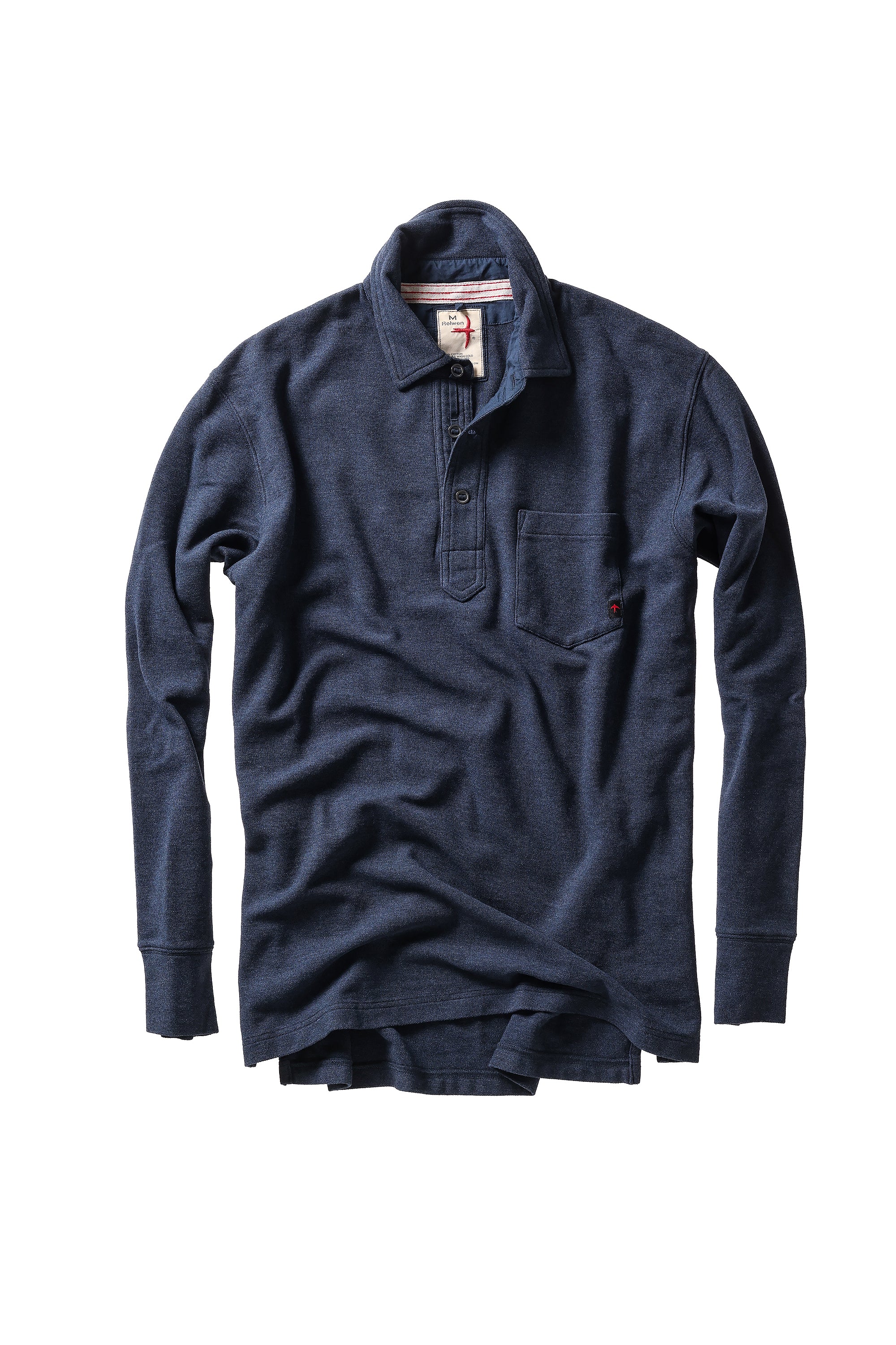 Vintage Pique Long Sleeve Crew - Navy Heather