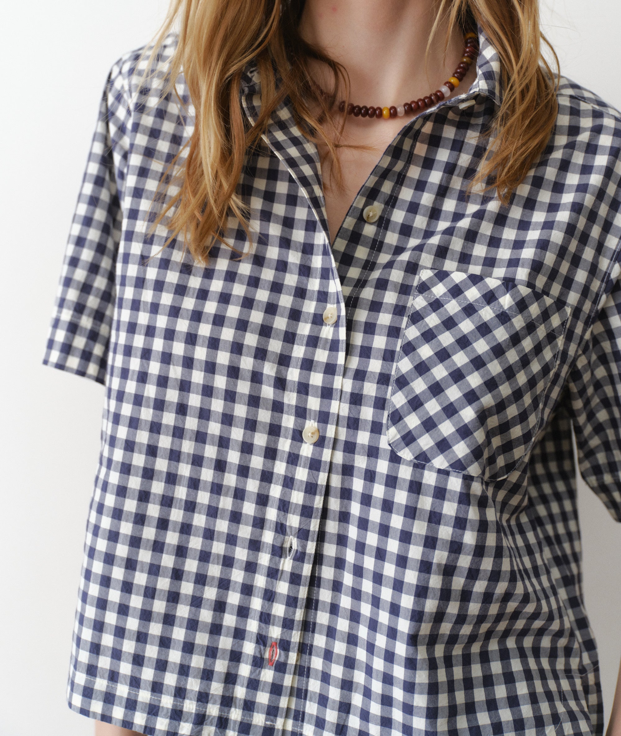 Bonnie Poplin Shirt - Navy Gingham