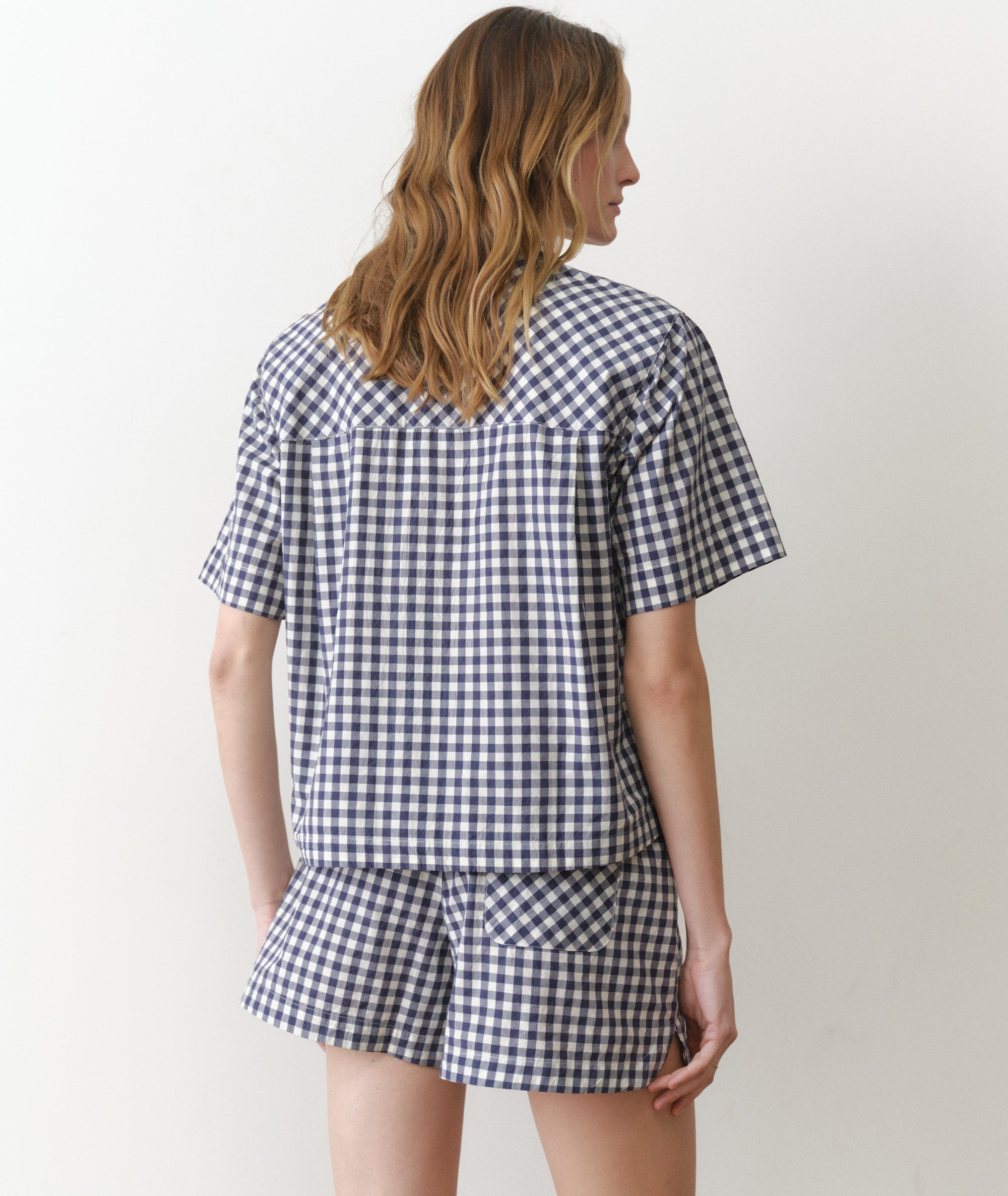Bonnie Poplin Shirt - Navy Gingham