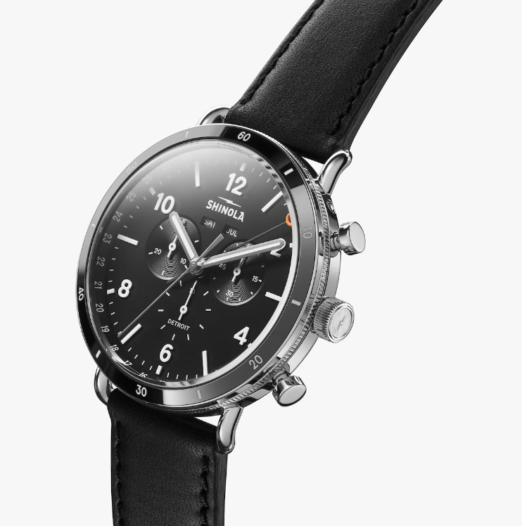 Canfield Sport 45mm, Black Leather Strap