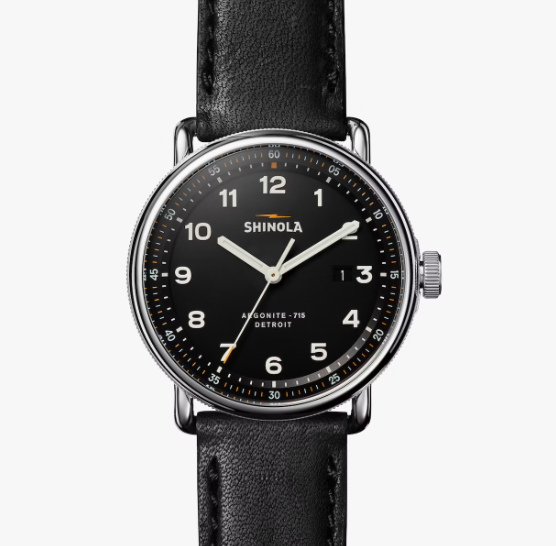 Canfield Model C’ 56 3hd 43mm, Black Leather Strap - Black