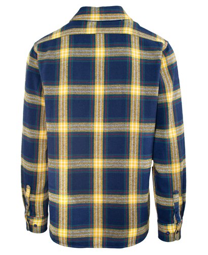 Plaid Cotton Flannel Shirt - Gold/Navy