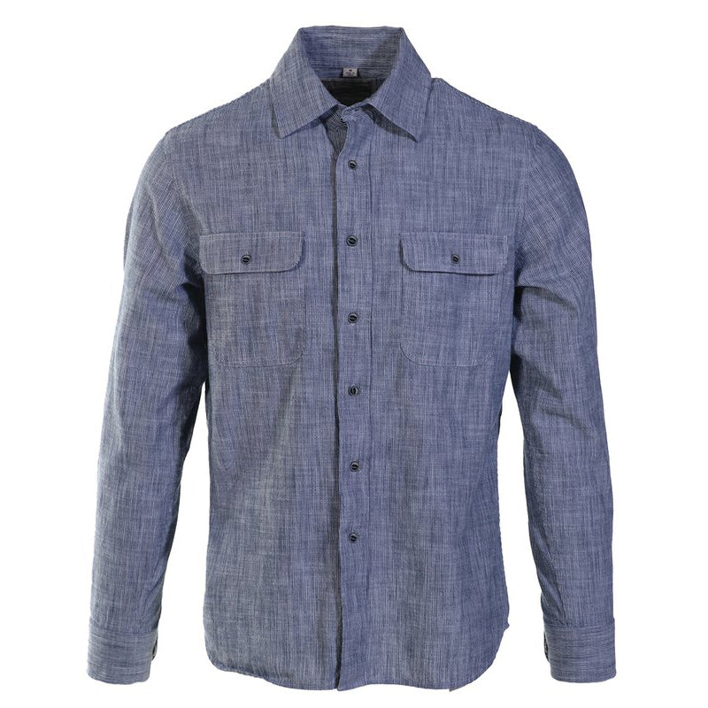 Schott NYC Cotton Shirt in Indigo - Ticking Cloth