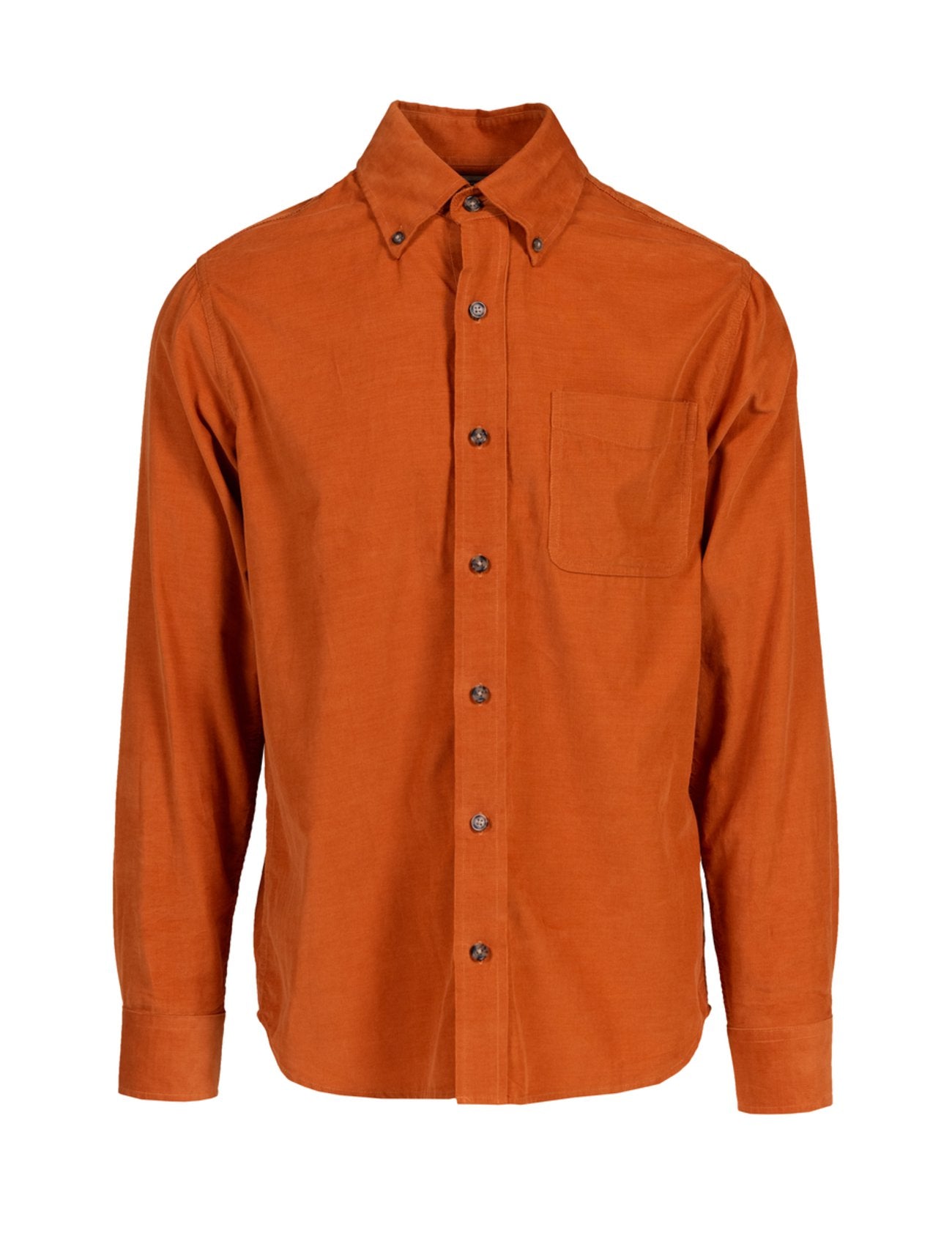 Pinwale Cotton Corduroy Button Down Shirt - Rust