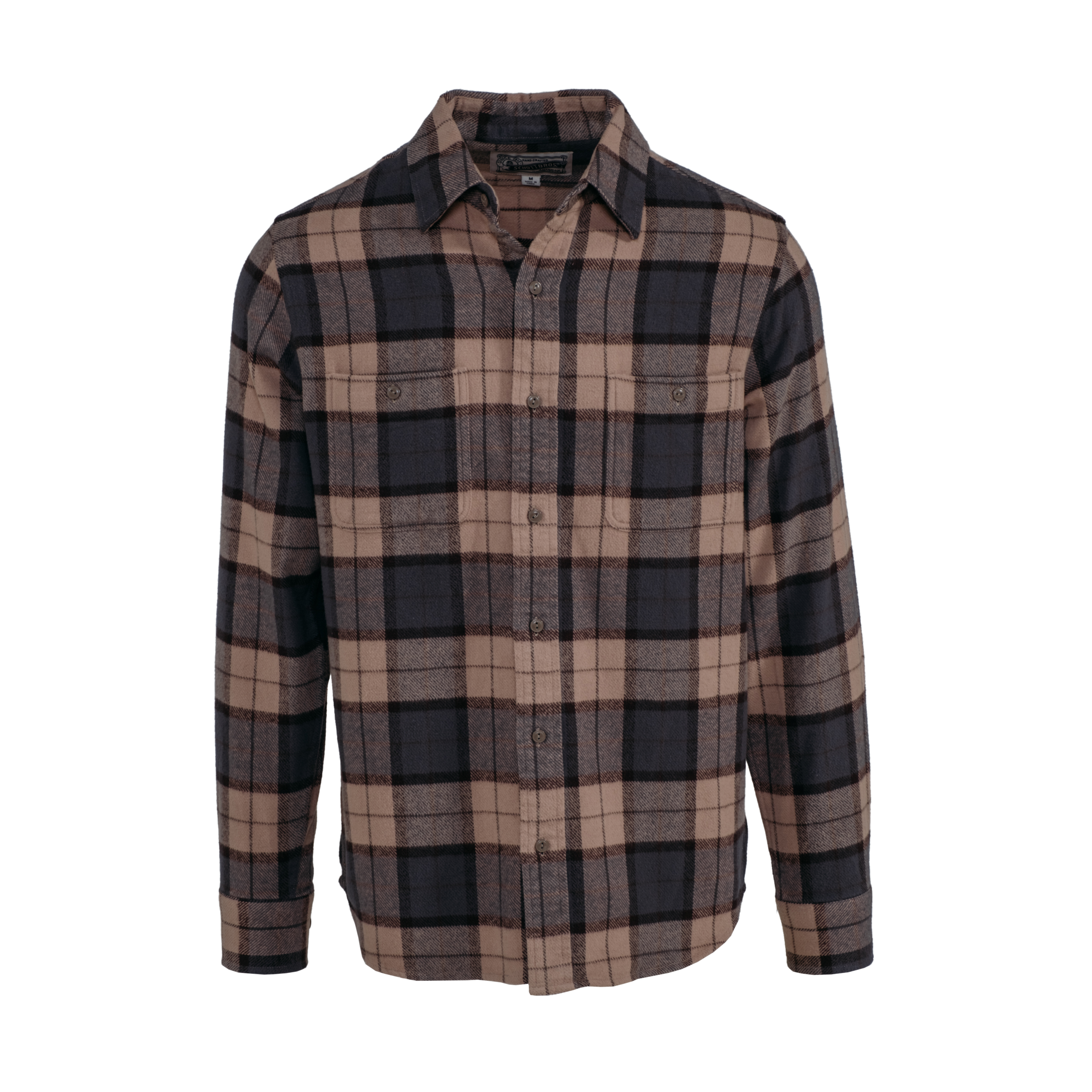 Cotton Flannel Shirt -  Khaki/Grey