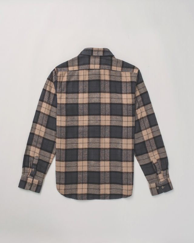 Cotton Flannel Shirt -  Khaki/Grey