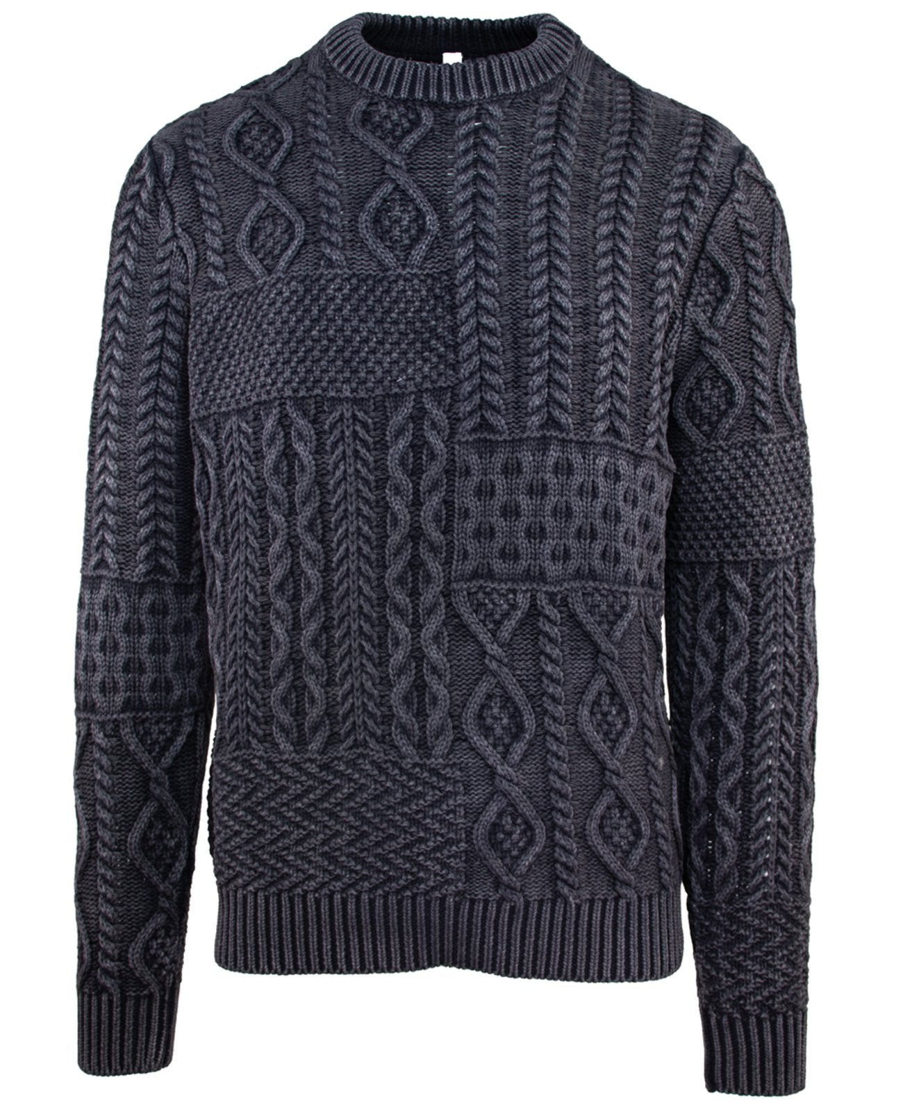 Stonewashed Patchwork Sweater - Charcoal