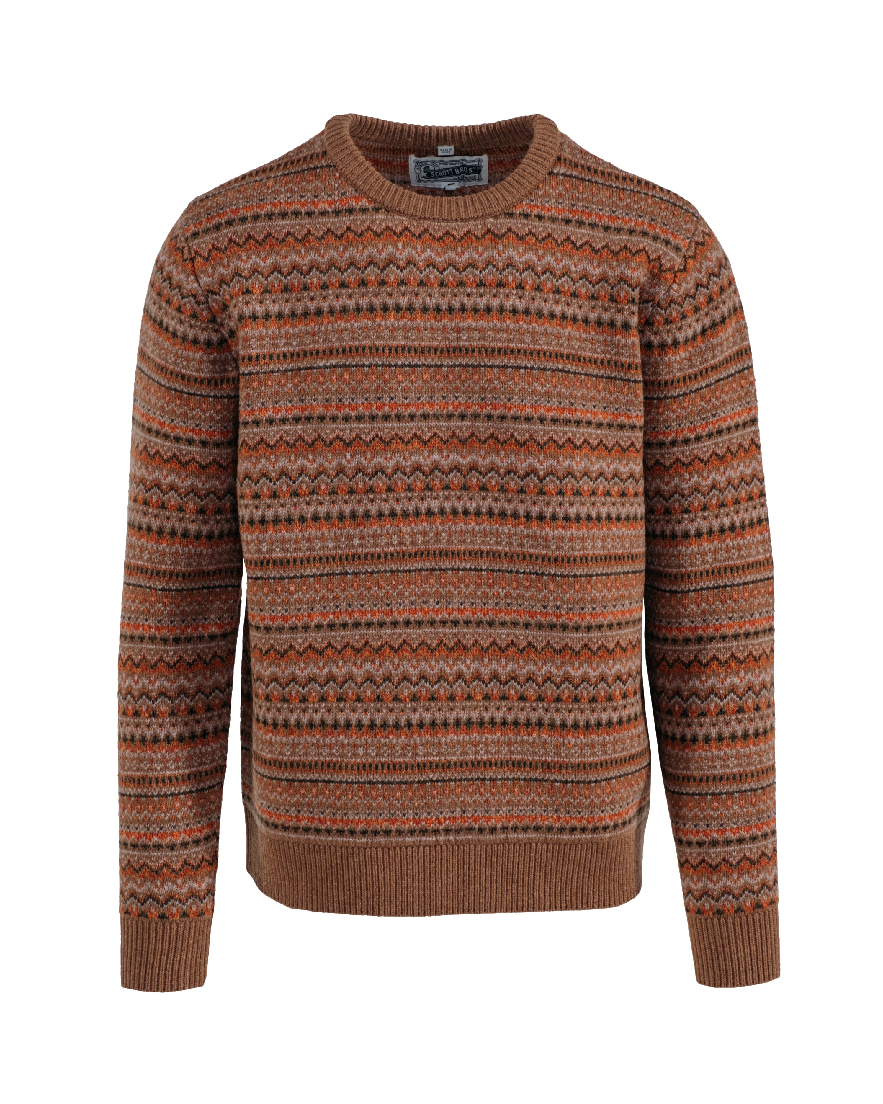 Fairisle Crew Neck Sweater - Tan