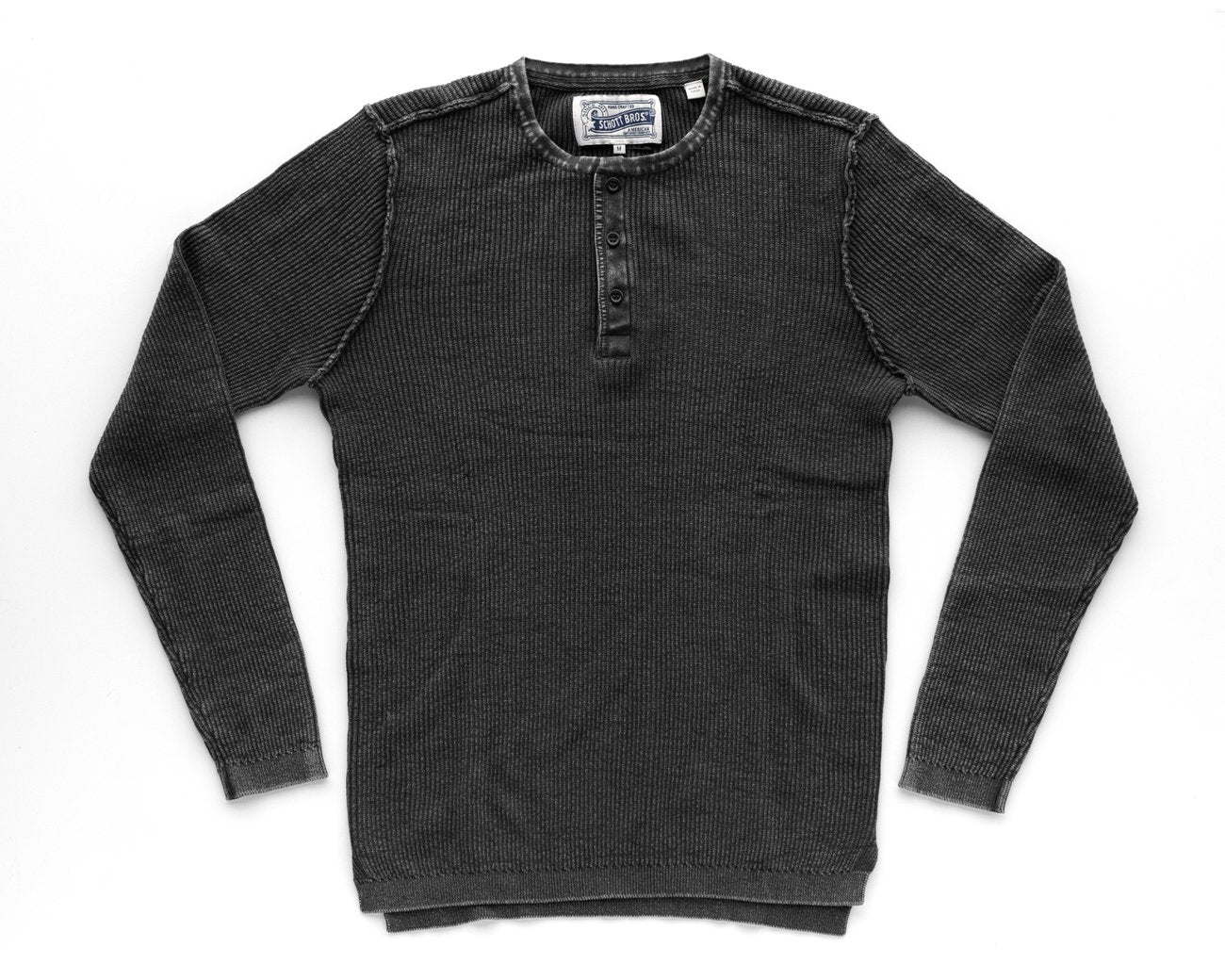 Lightweight Stonewashed Henley - Black