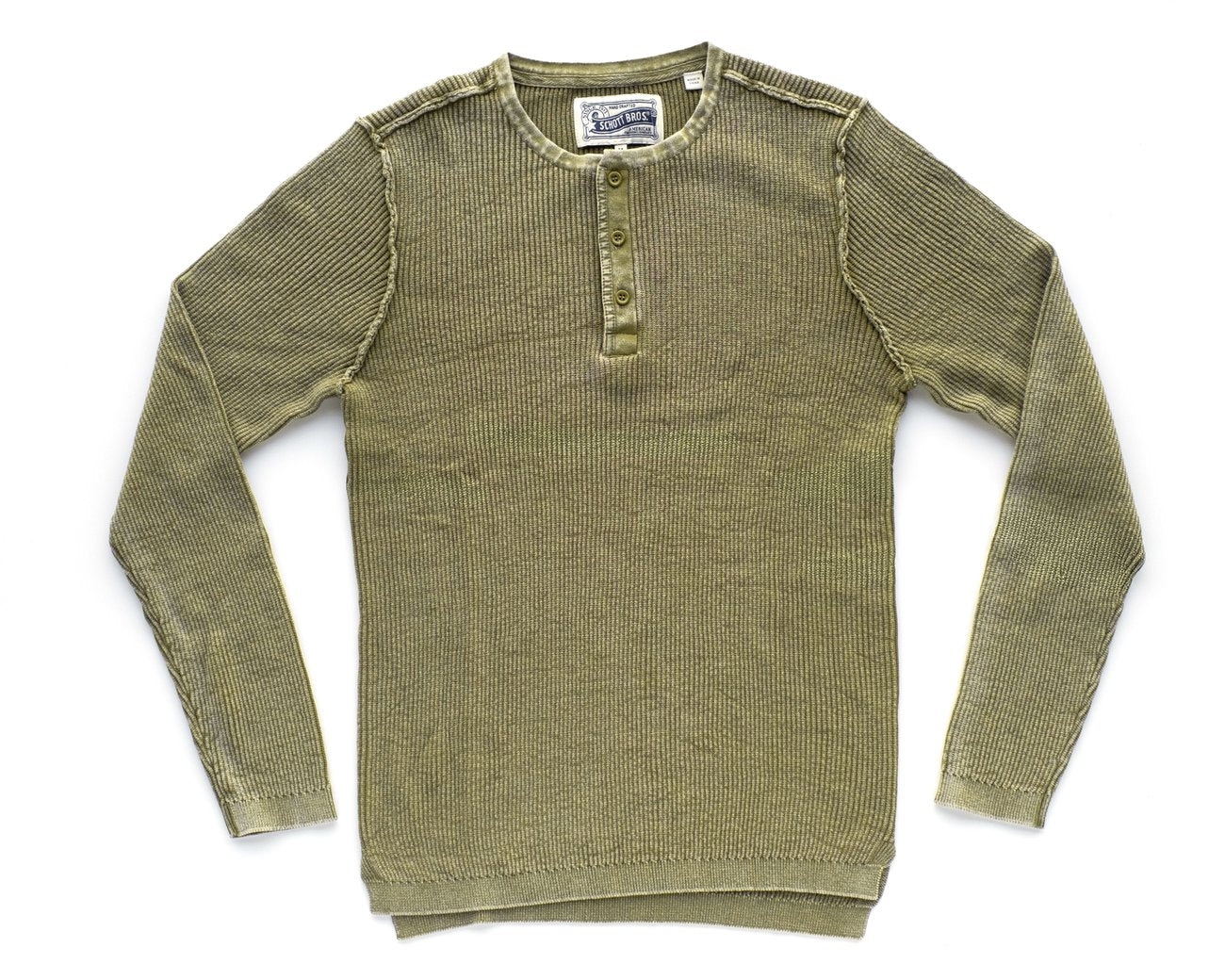 Lightweight Stonewashed Henley - Olive