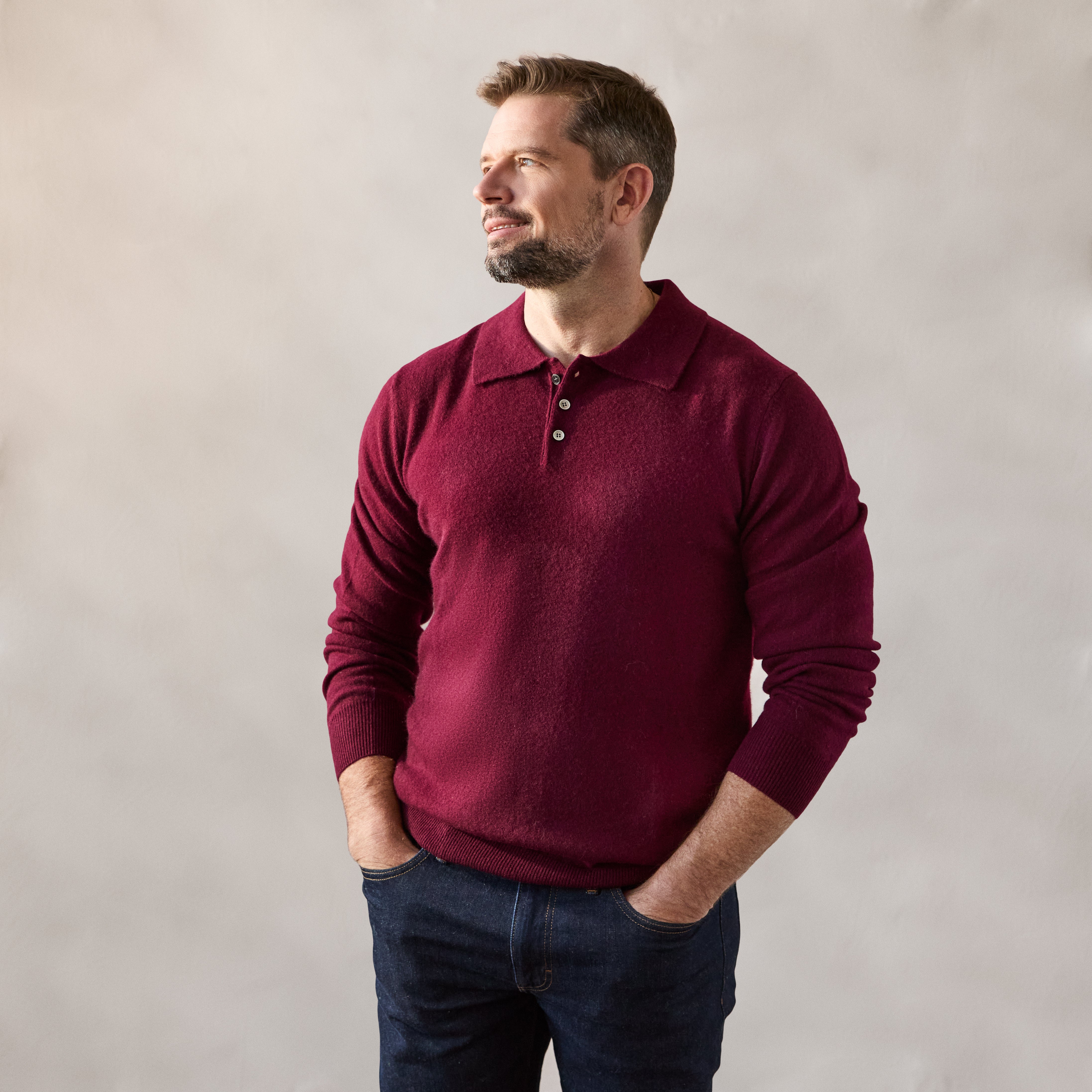 Long Sleeve Cashmere Polo