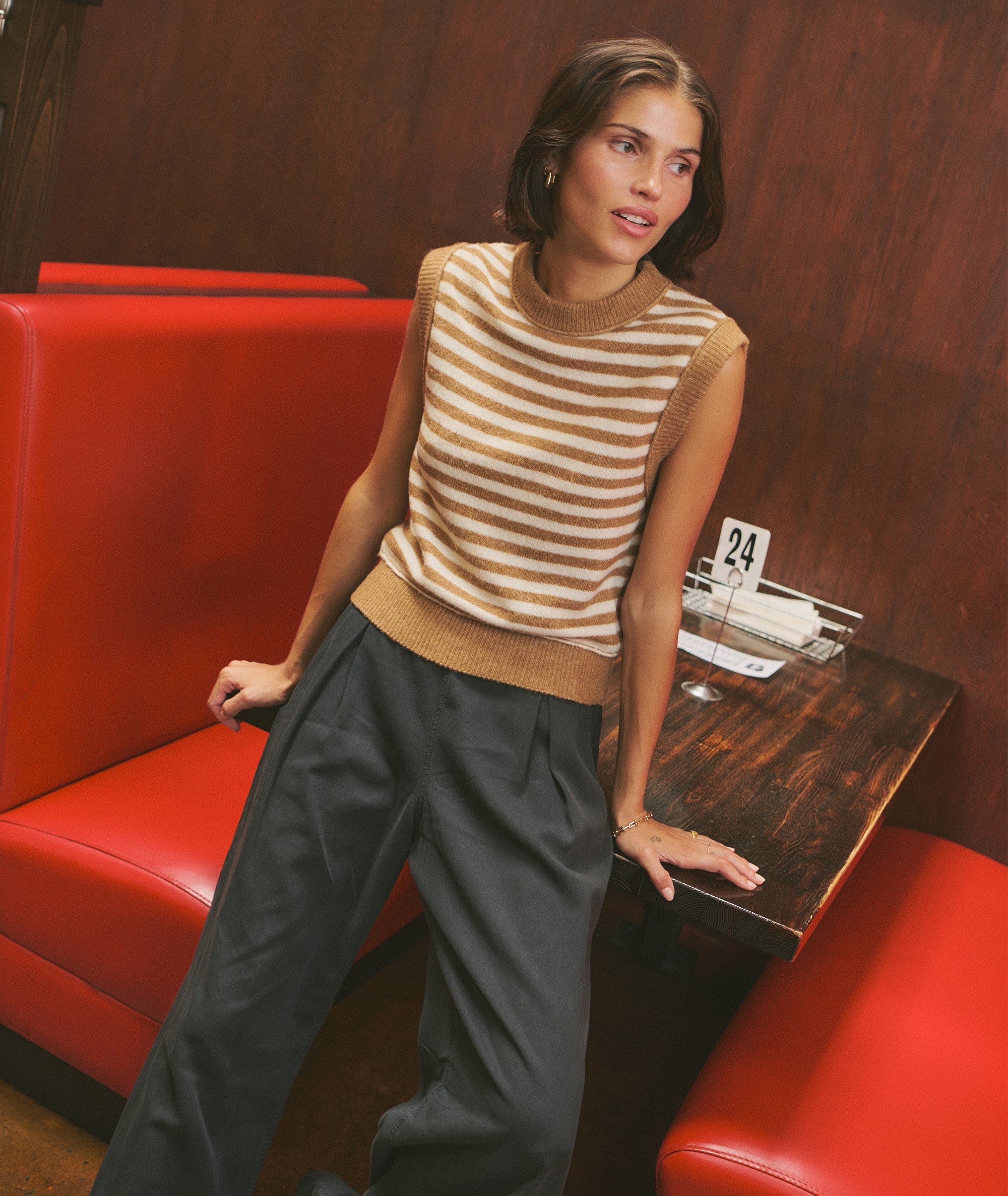 Sausalito Sweater Vest - Nutmeg Stripe
