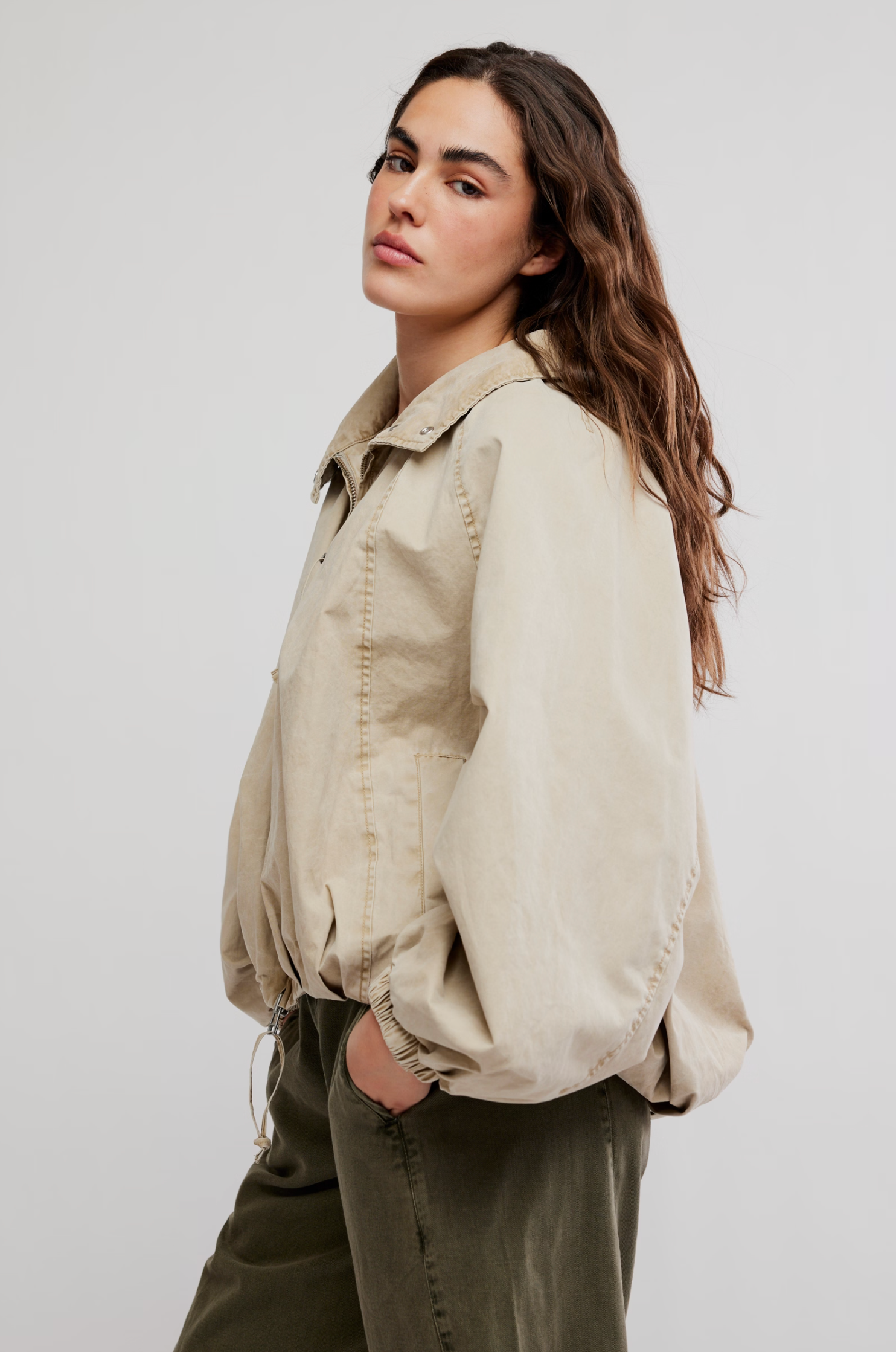 Chelsea  Funnel Neck Jacket in Oatmeal