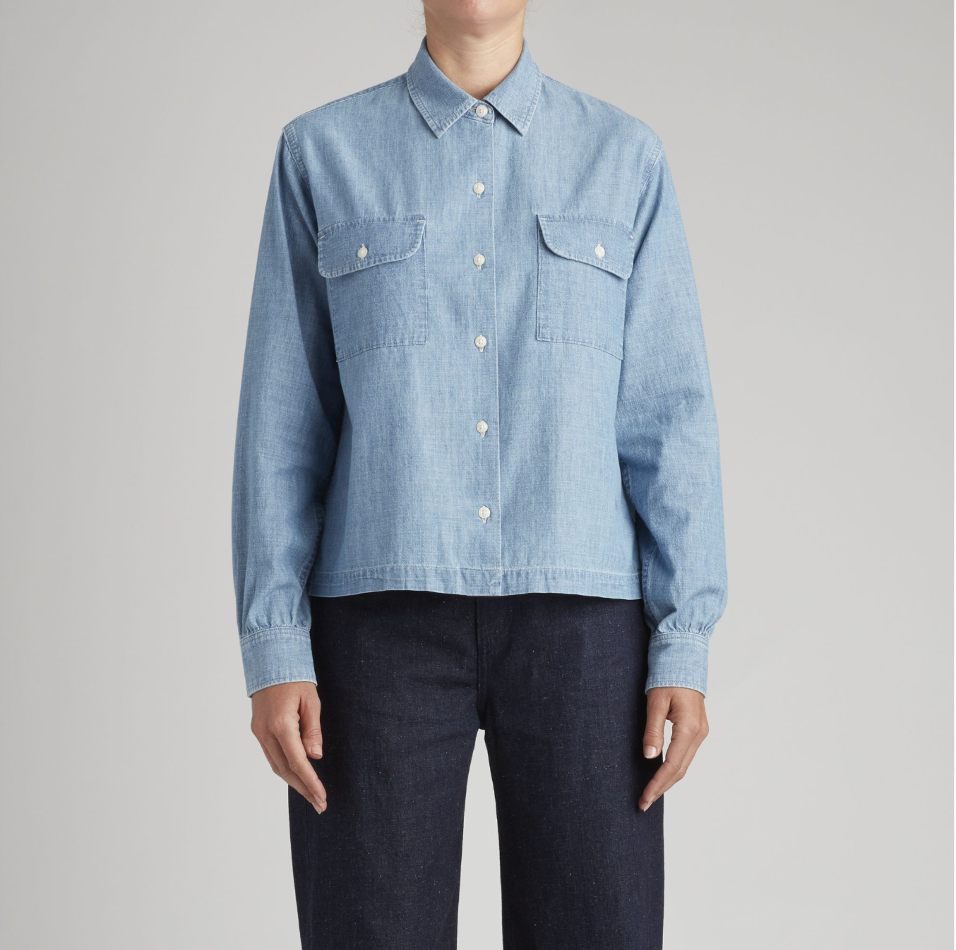 Blue Tab Coral Long Sleeve Shirt - Chambray Coral Club